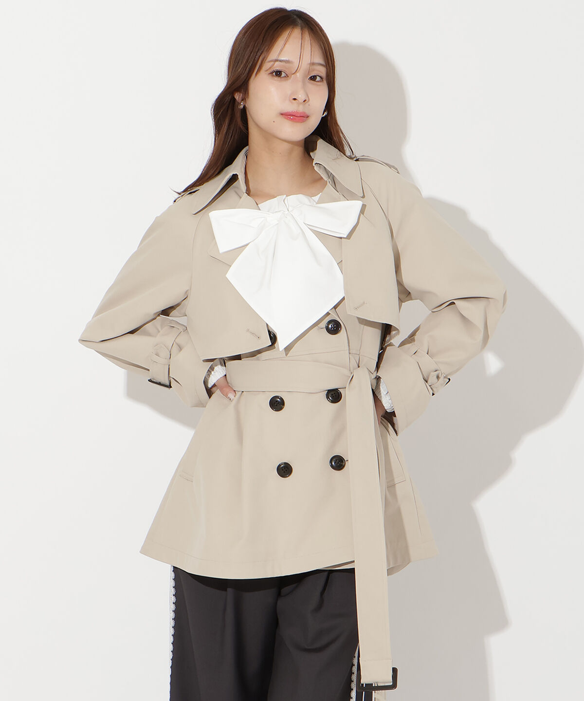 アンドクチュール「ミドル丈トレンチコート」|トレンチコート|