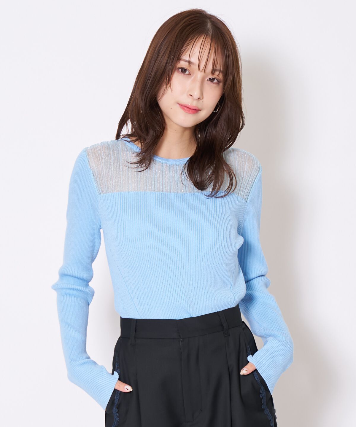 アンドクチュール「シアーリブニットプルオーバー」|ニット・セーター|