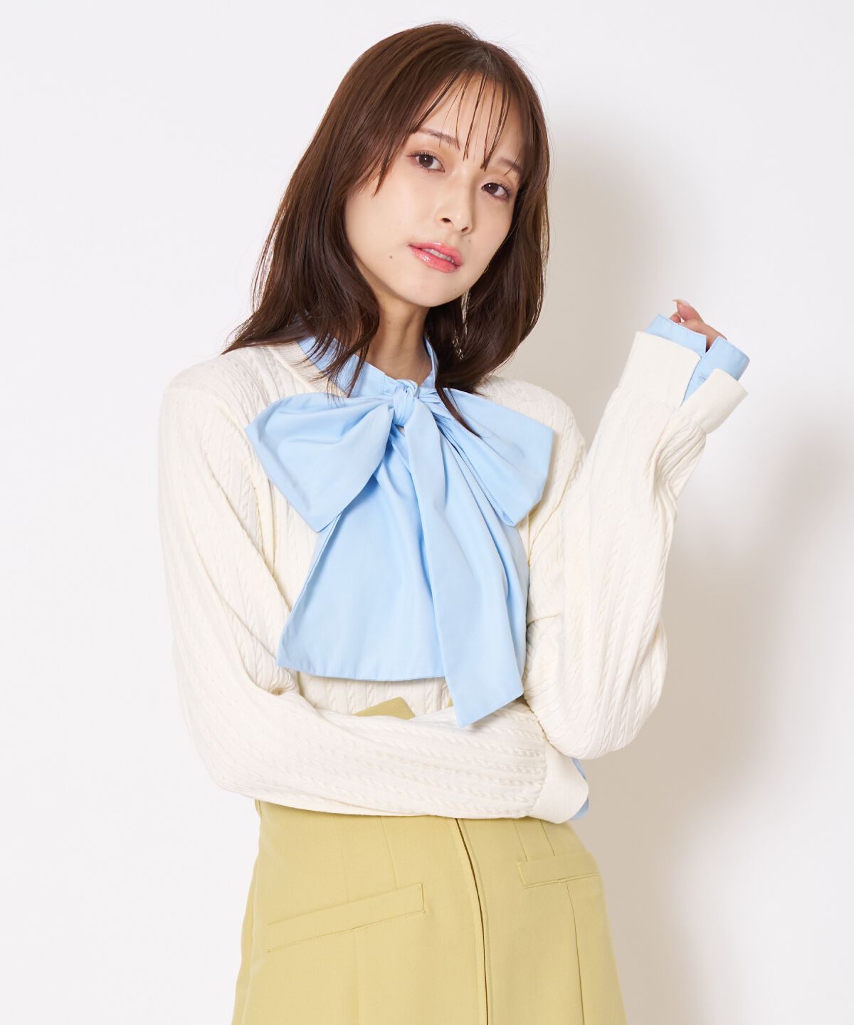 アンドクチュール「ボウタイニットプルオーバー」|ニット・セーター|