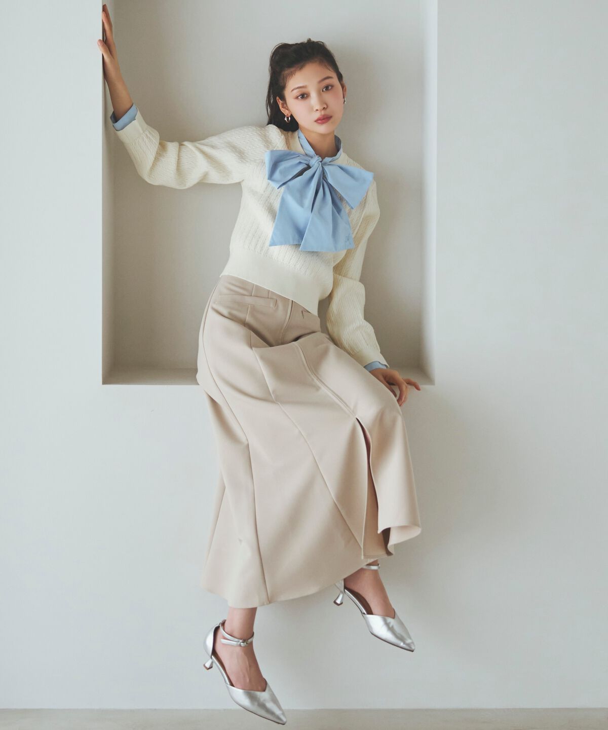 アンドクチュール「ボウタイニットプルオーバー」|ニット・セーター|