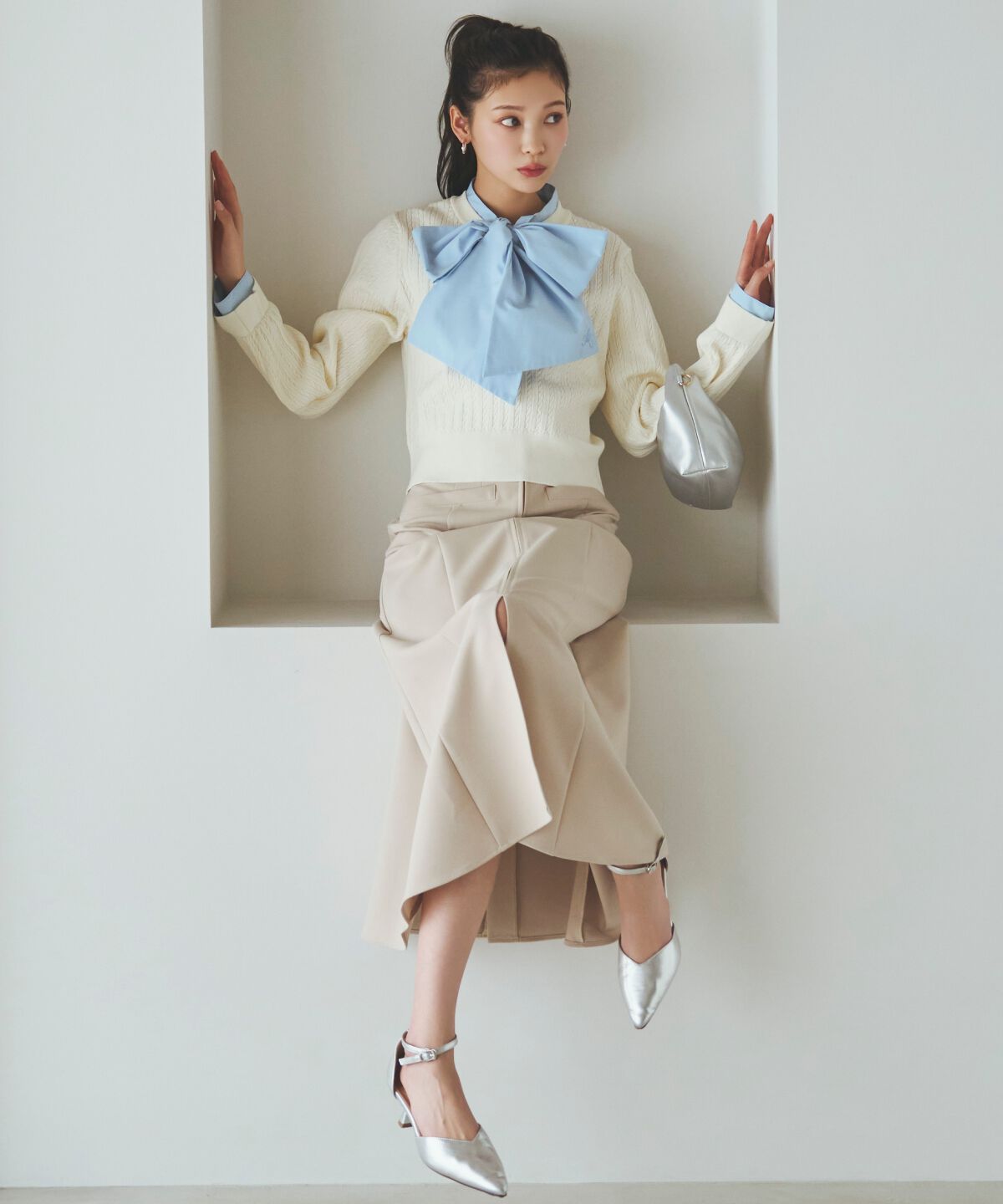 アンドクチュール「ボウタイニットプルオーバー」|ニット・セーター|