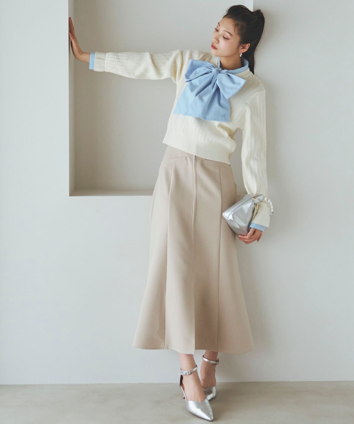 アンドクチュール「ボウタイニットプルオーバー」|ニット・セーター|