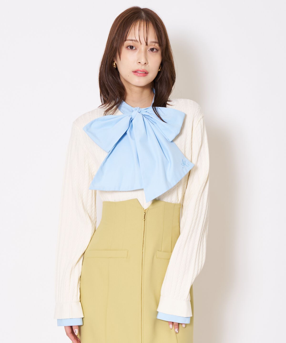 アンドクチュール「ボウタイニットプルオーバー」|ニット・セーター|