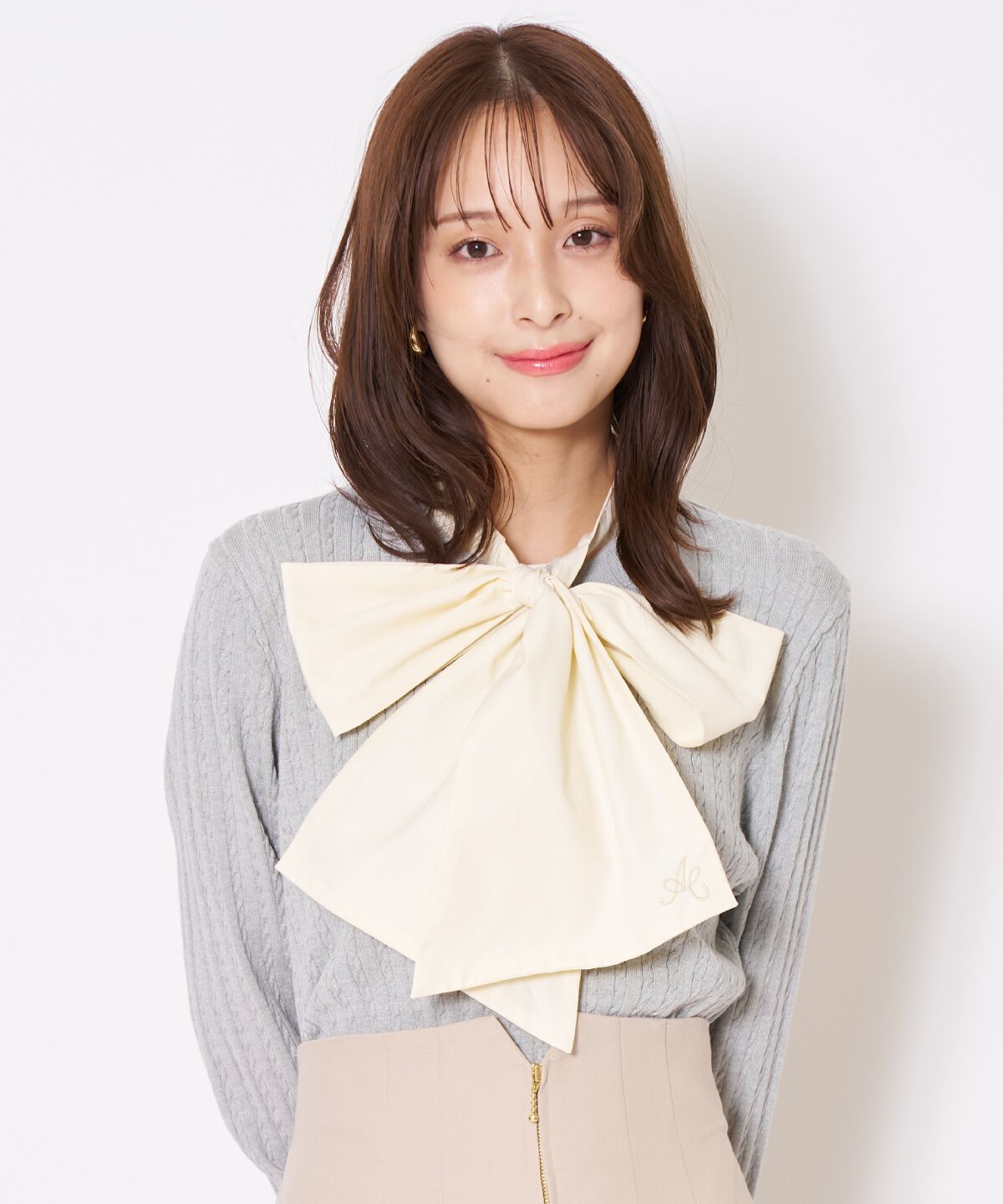 アンドクチュール「ボウタイニットプルオーバー」|ニット・セーター|