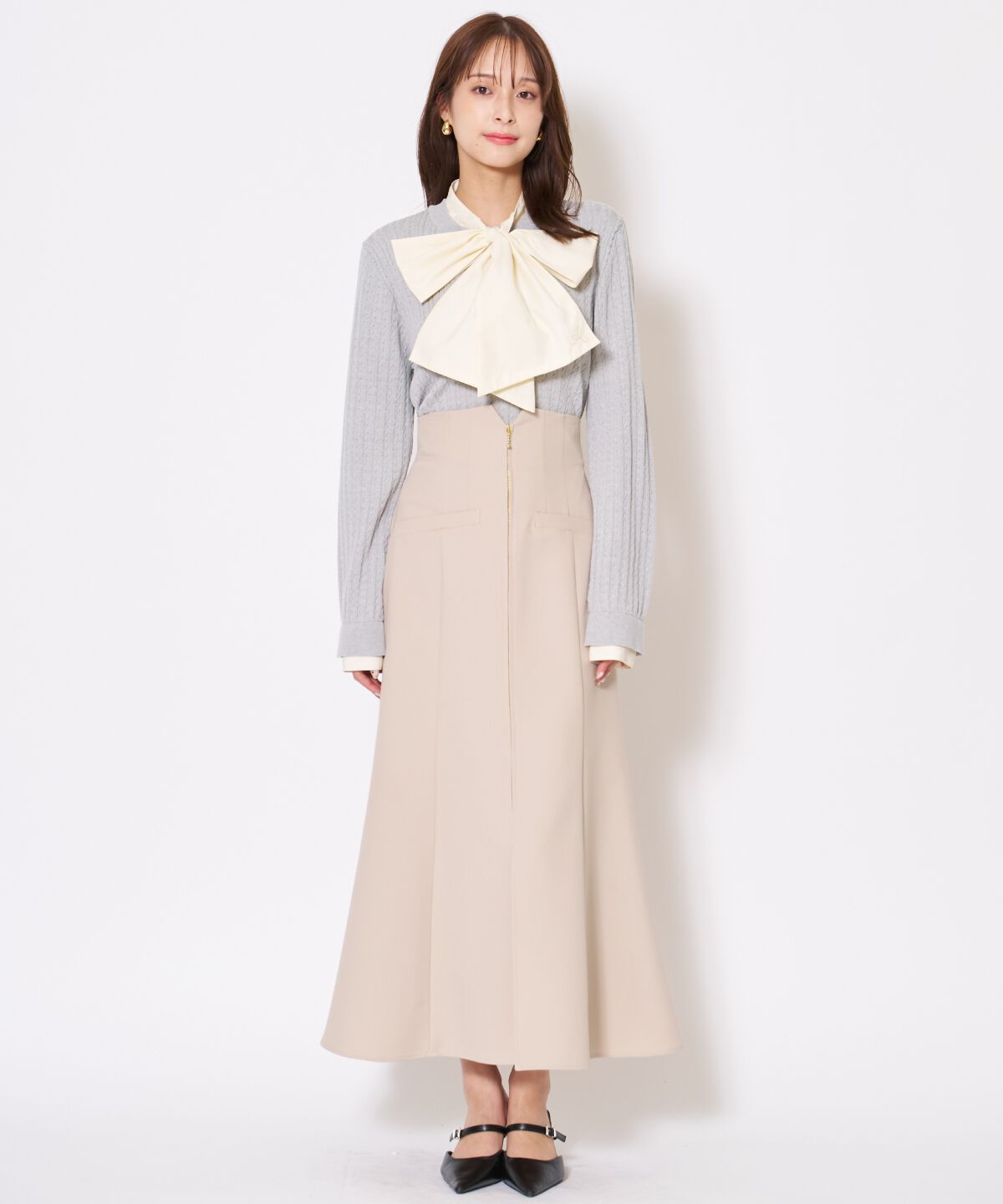 アンドクチュール「ボウタイニットプルオーバー」|ニット・セーター|