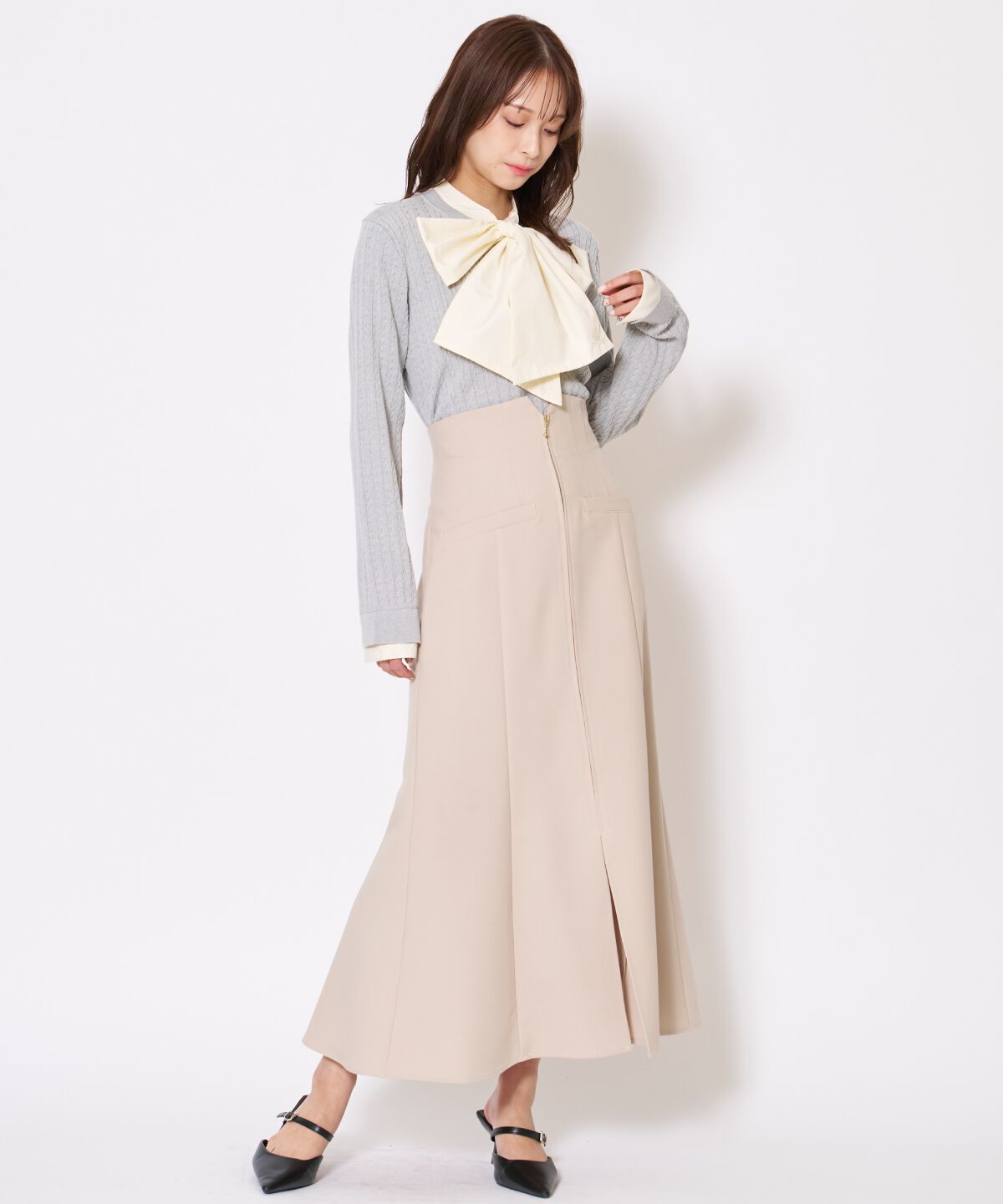 アンドクチュール「ボウタイニットプルオーバー」|ニット・セーター|