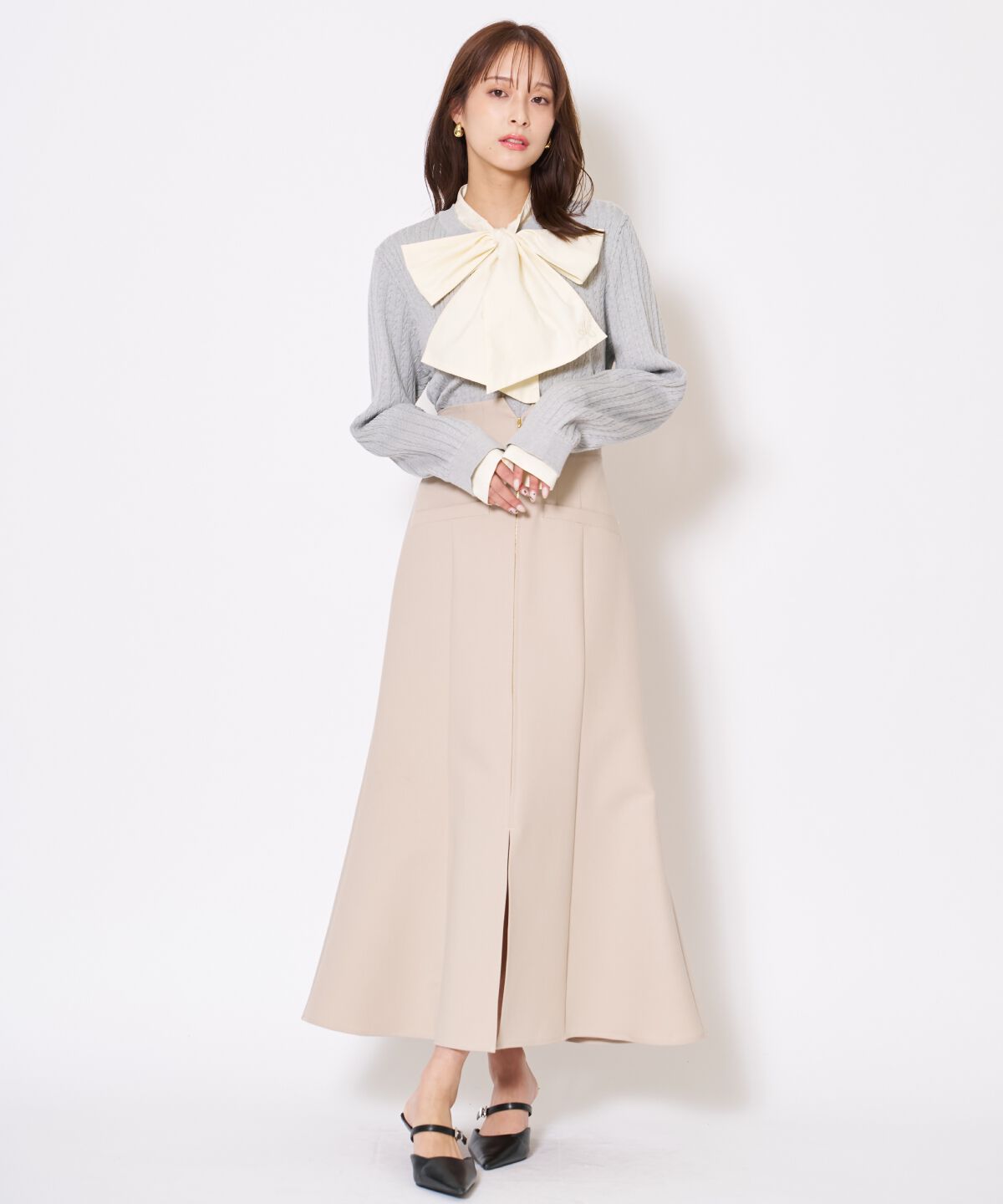 アンドクチュール「ボウタイニットプルオーバー」|ニット・セーター|