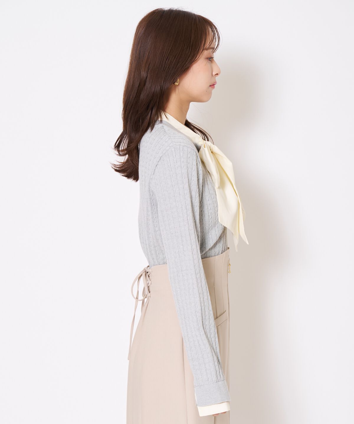 アンドクチュール「ボウタイニットプルオーバー」|ニット・セーター|