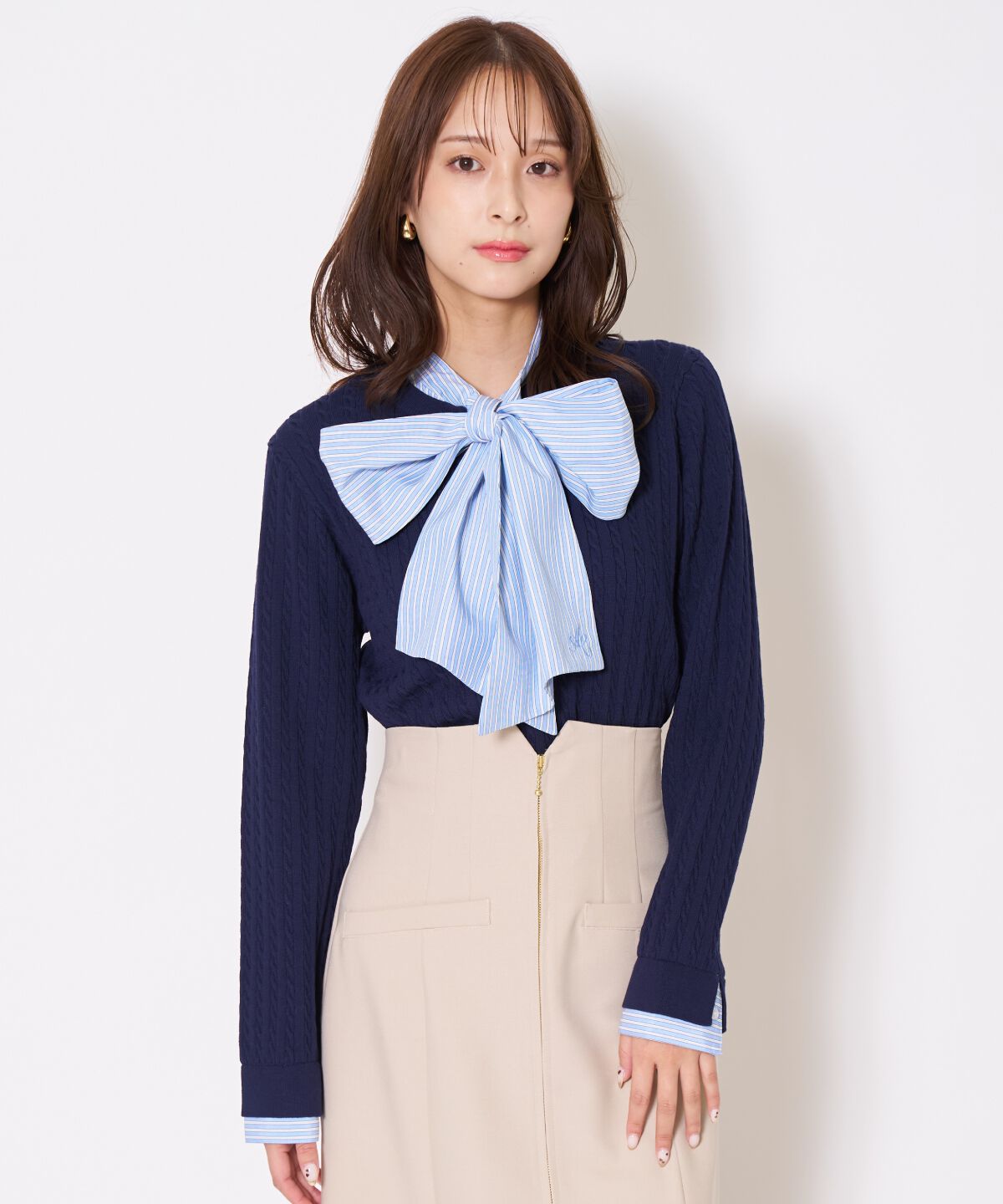 アンドクチュール「ボウタイニットプルオーバー」|ニット・セーター|