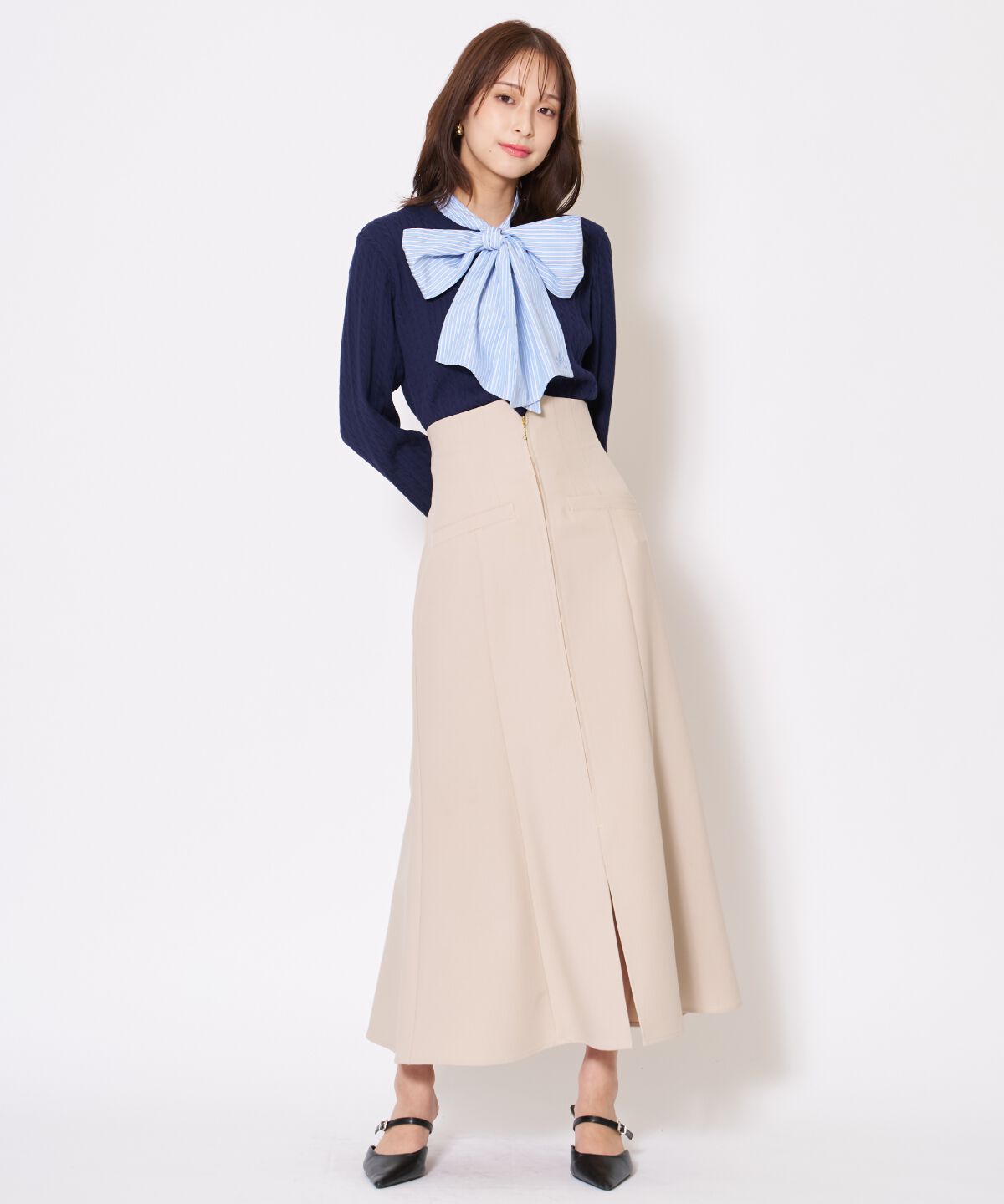 アンドクチュール「ボウタイニットプルオーバー」|ニット・セーター|