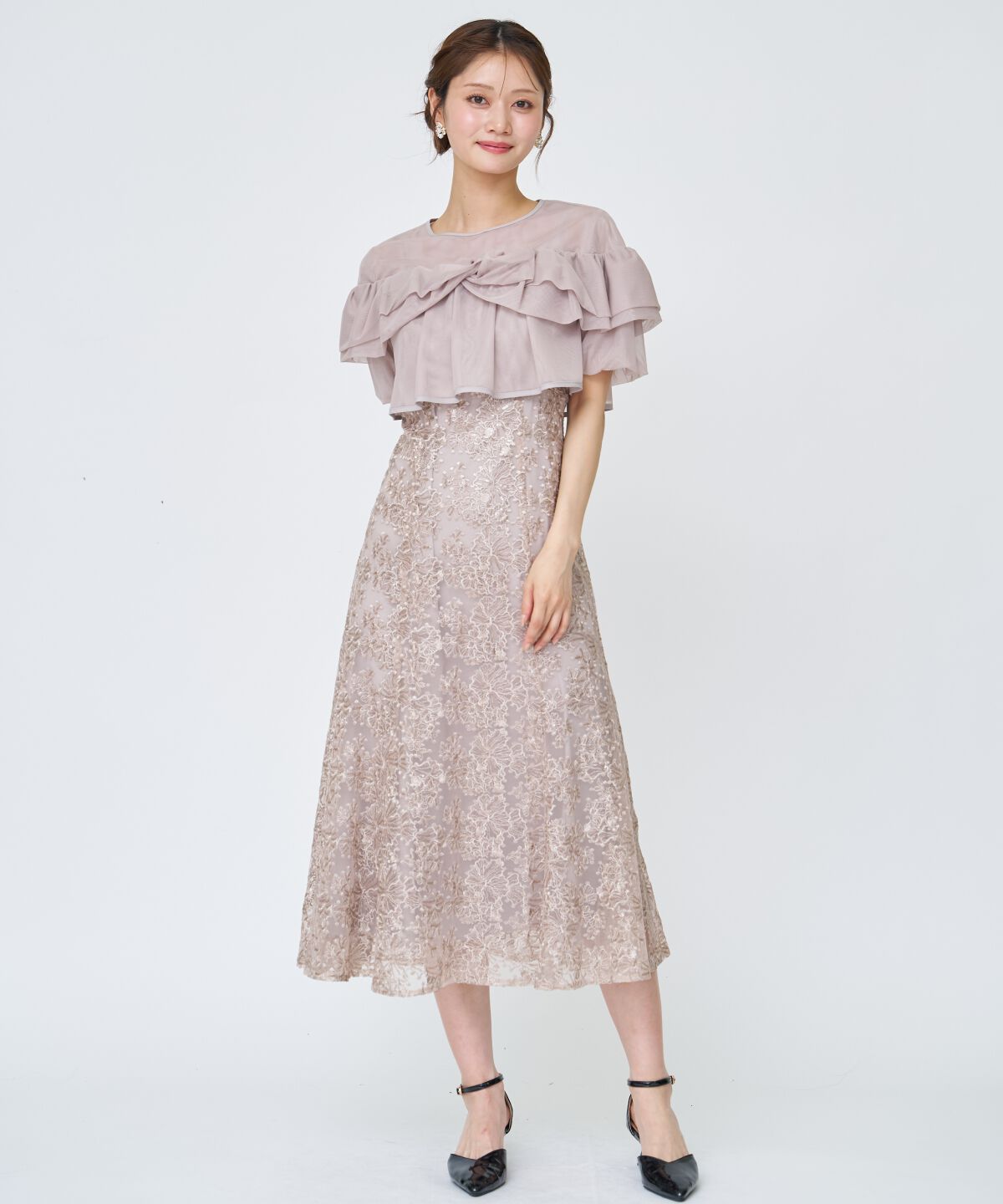 アンドクチュール「チュールレイヤードスパンコールドレス」|ドレス|