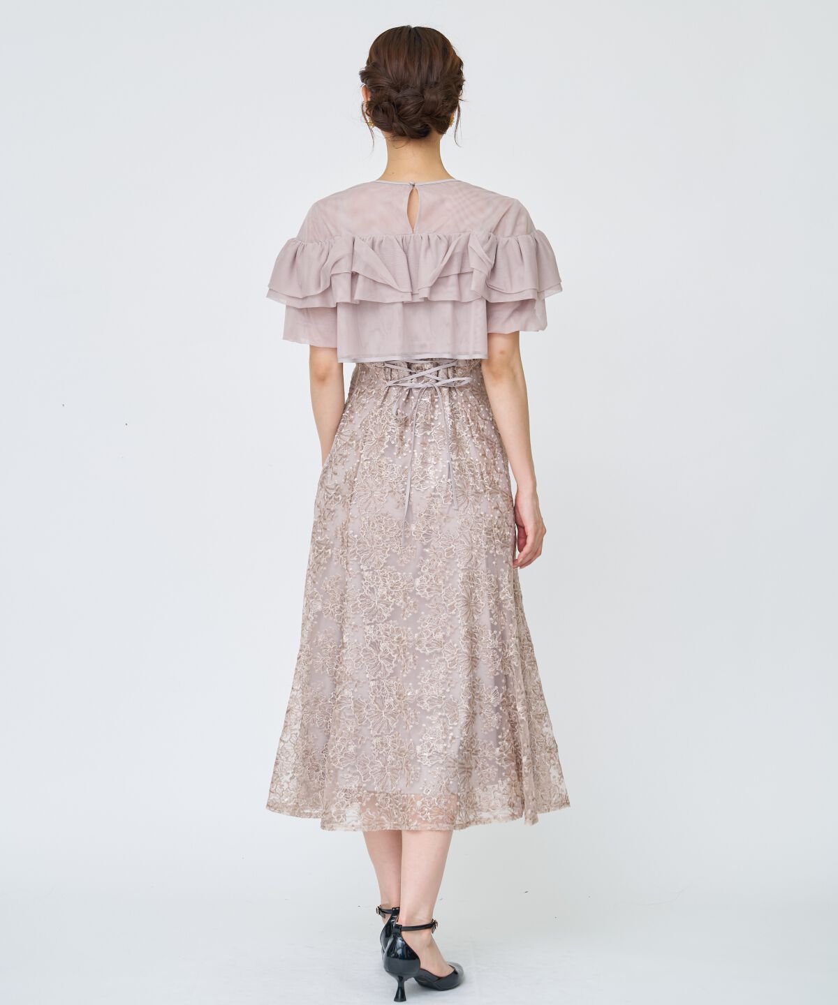 アンドクチュール「チュールレイヤードスパンコールドレス」|ドレス|