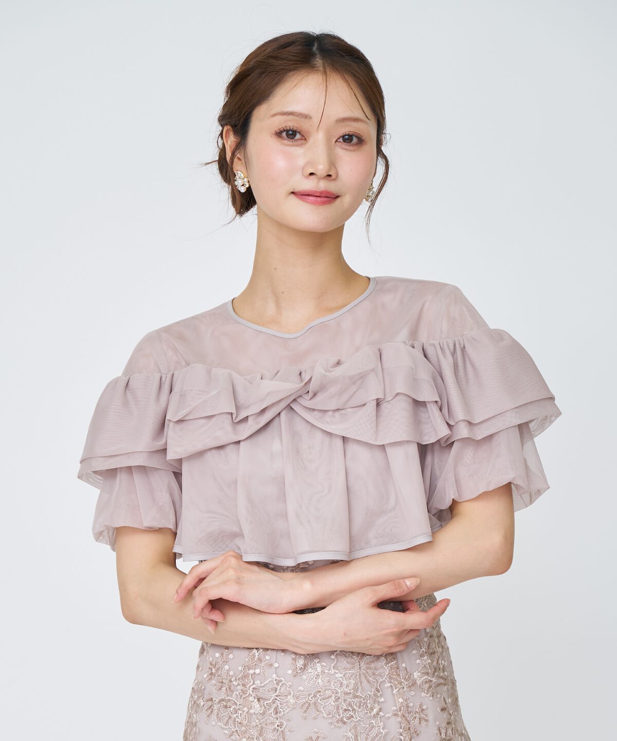 アンドクチュール「チュールレイヤードスパンコールドレス」|ドレス|