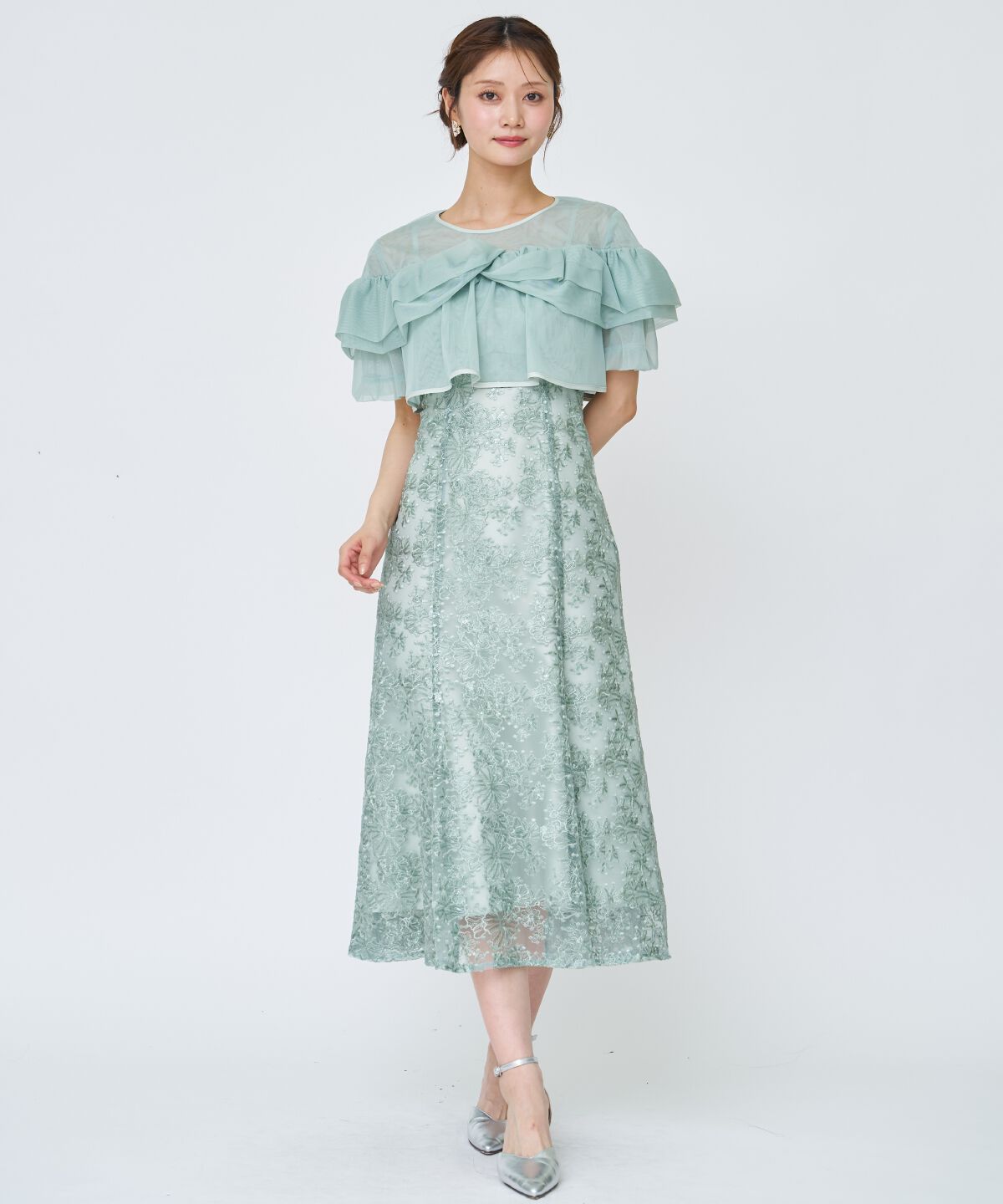 アンドクチュール「チュールレイヤードスパンコールドレス」|ドレス|ミント