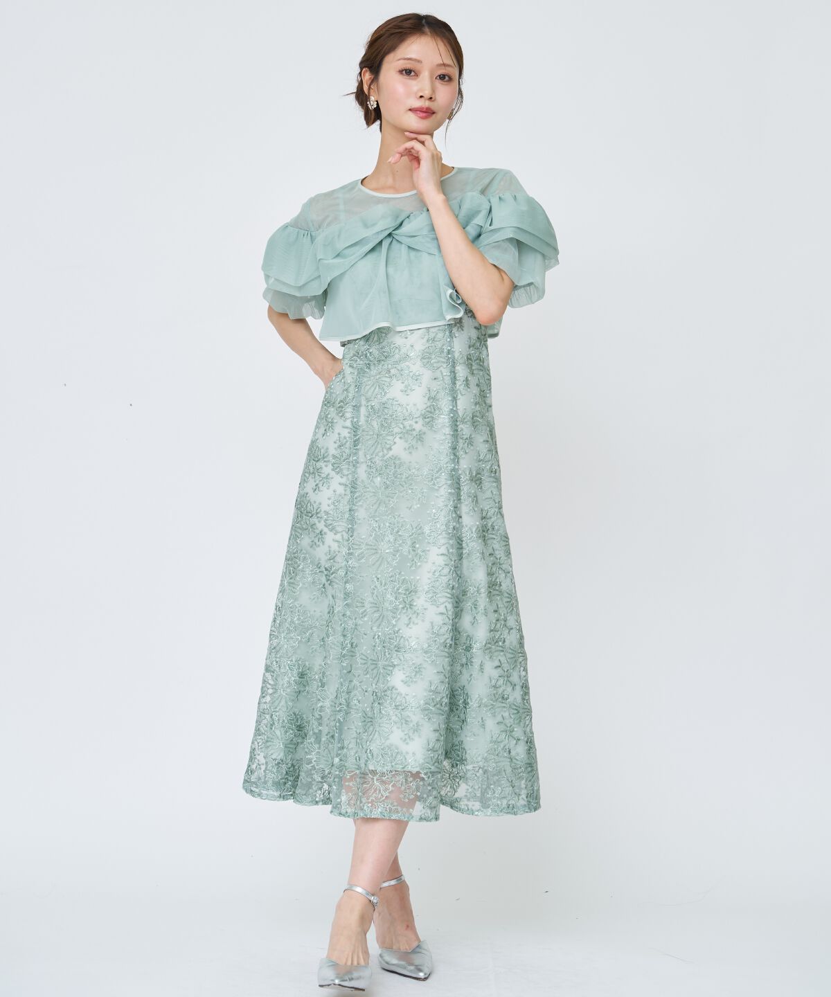 アンドクチュール「チュールレイヤードスパンコールドレス」|ドレス|