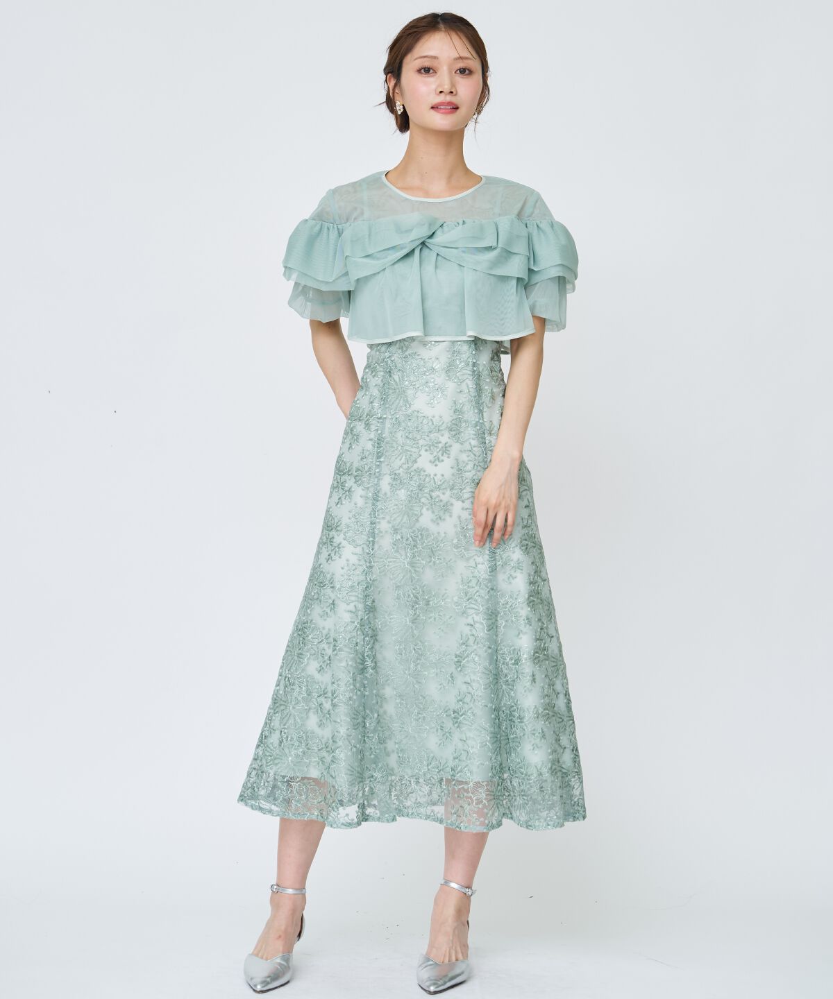 アンドクチュール「チュールレイヤードスパンコールドレス」|ドレス|