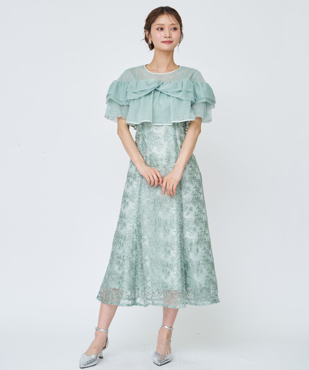 アンドクチュール「チュールレイヤードスパンコールドレス」|ドレス|