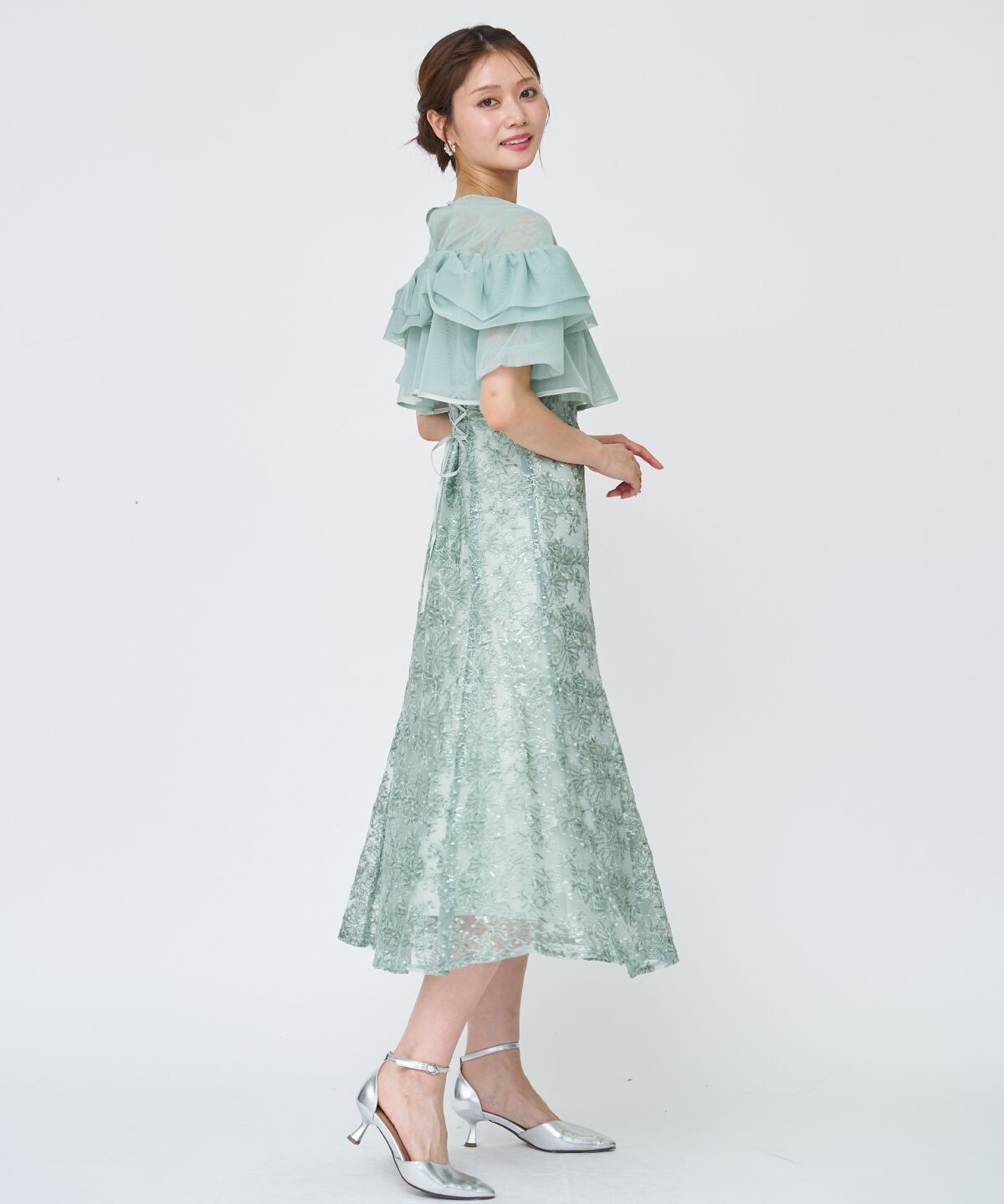 アンドクチュール「チュールレイヤードスパンコールドレス」|ドレス|