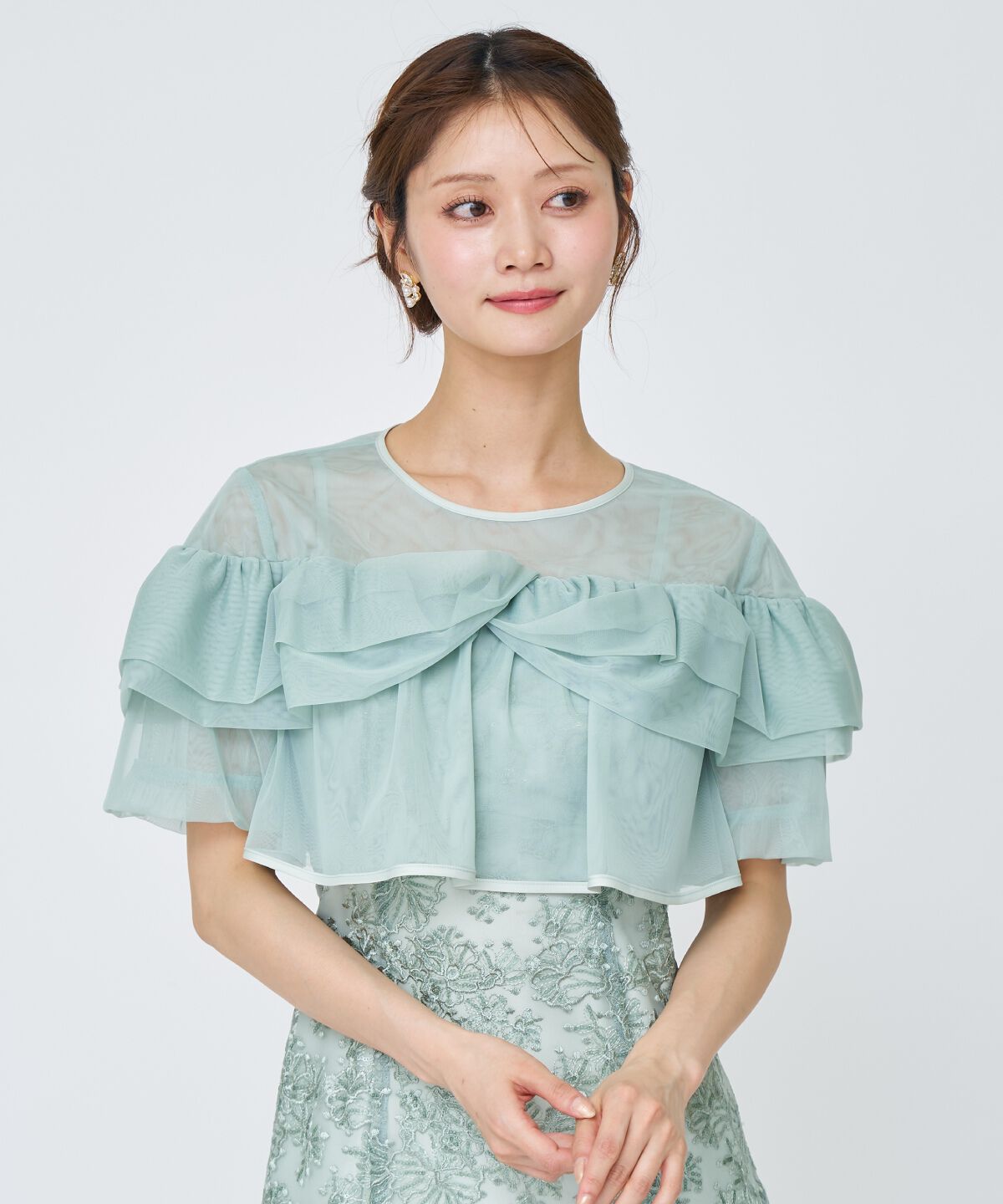 アンドクチュール「チュールレイヤードスパンコールドレス」|ドレス|