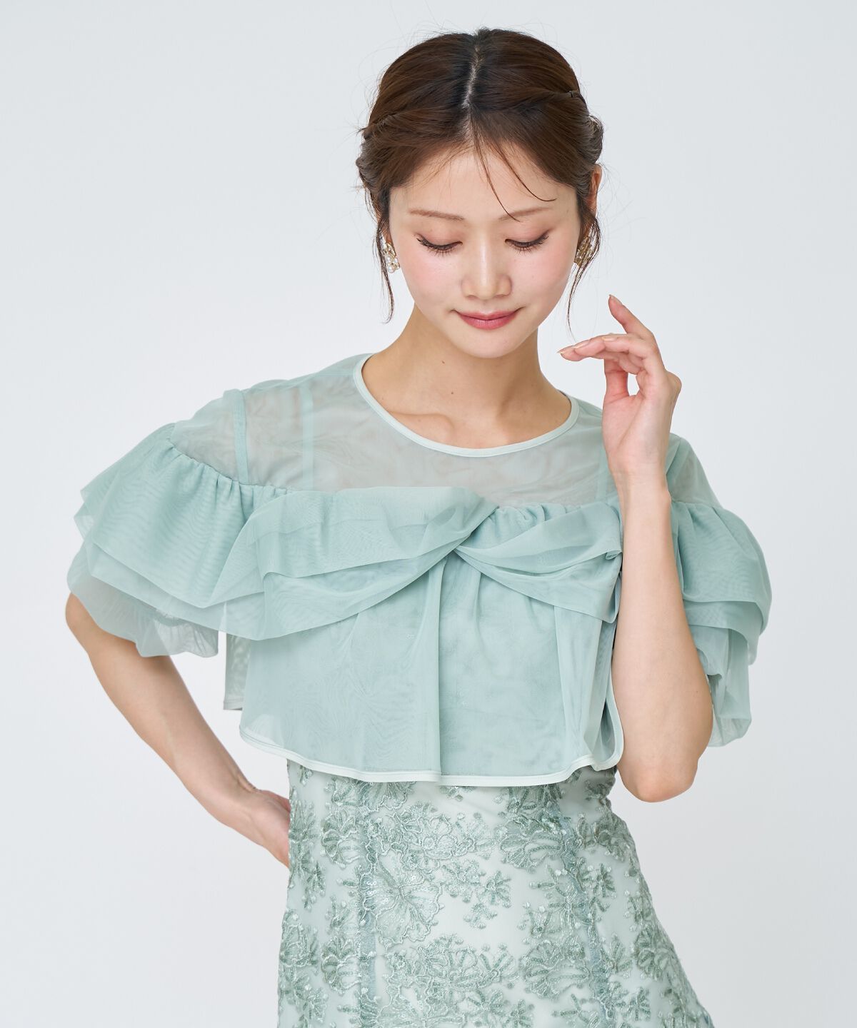 アンドクチュール「チュールレイヤードスパンコールドレス」|ドレス|