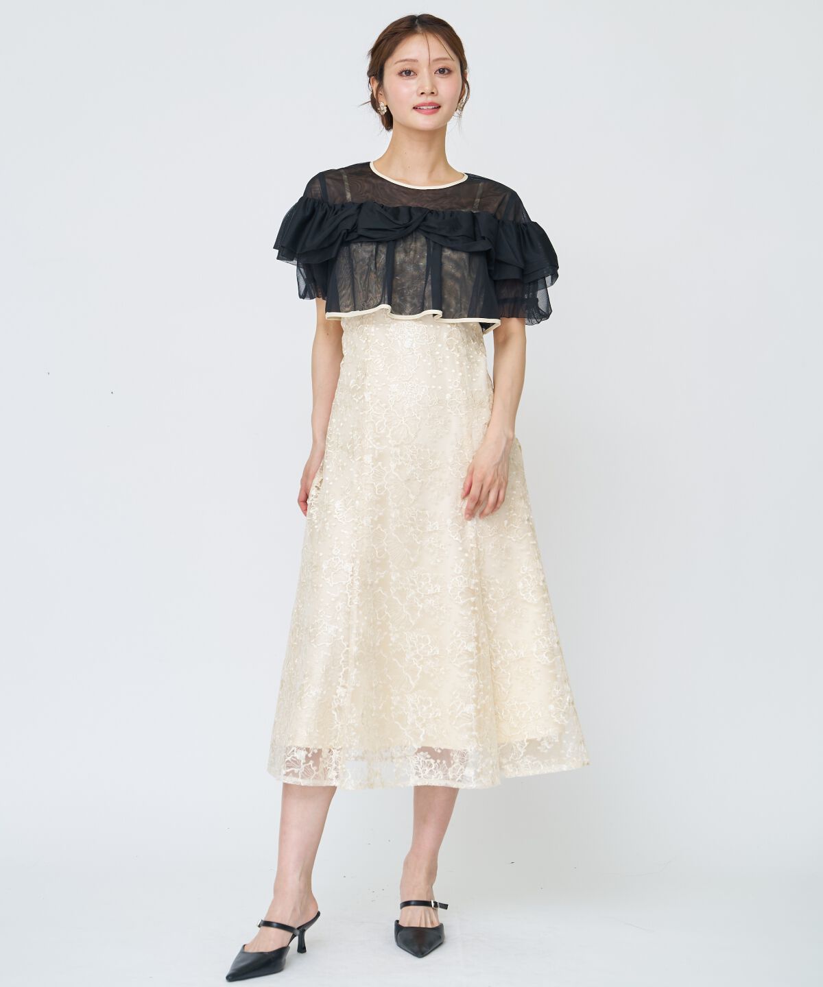 アンドクチュール「チュールレイヤードスパンコールドレス」|ドレス|