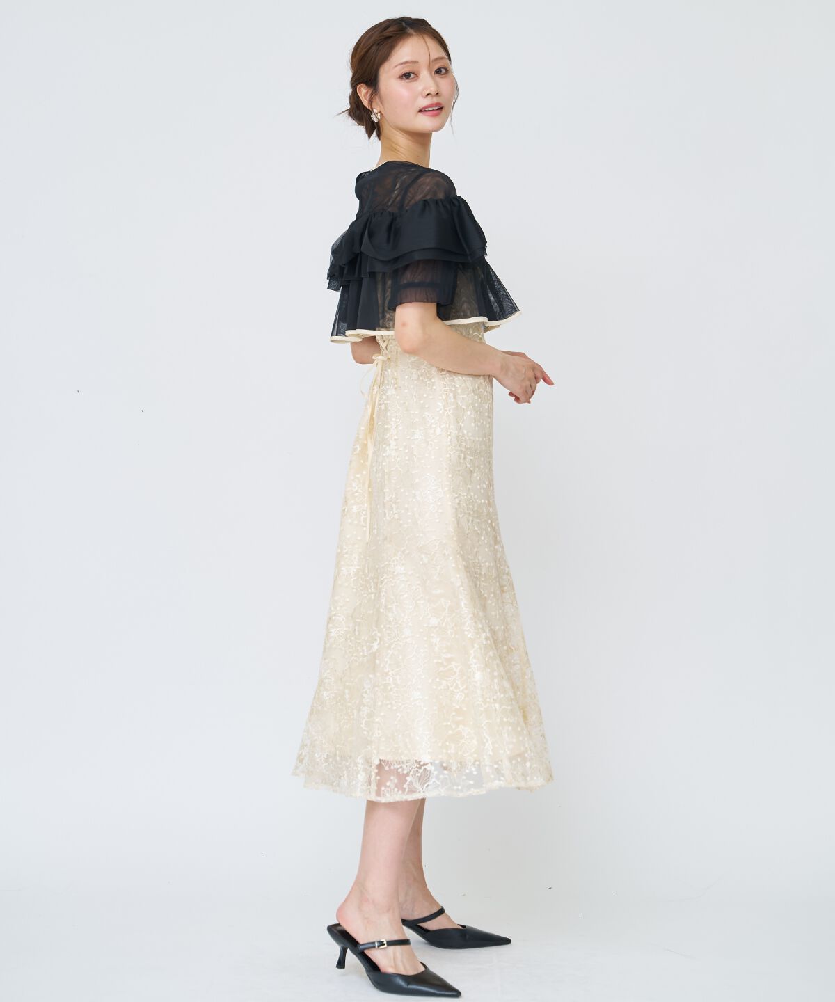 アンドクチュール「チュールレイヤードスパンコールドレス」|ドレス|