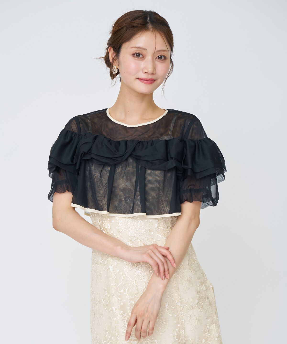 アンドクチュール「チュールレイヤードスパンコールドレス」|ドレス|