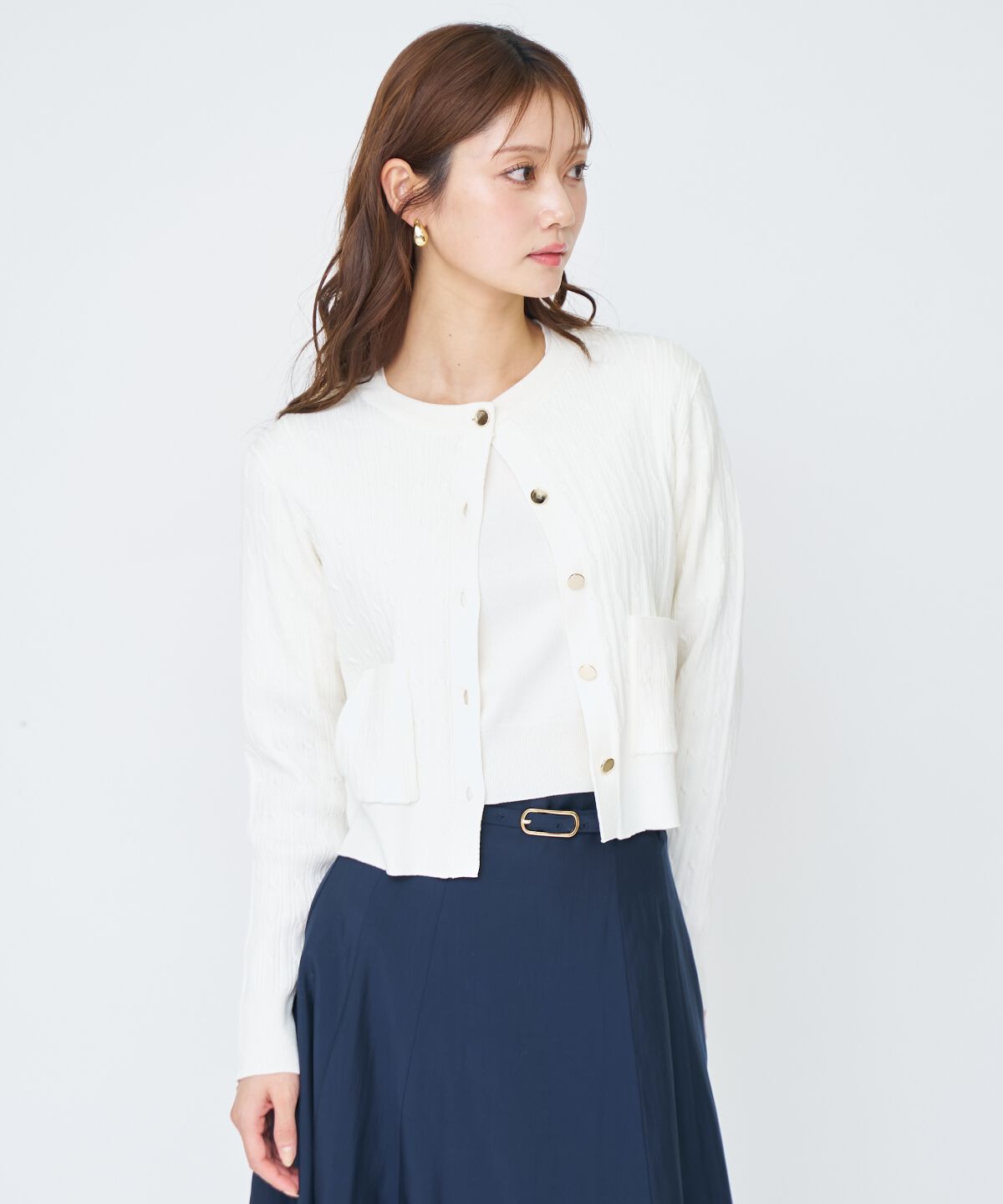 アンドクチュール「ケーブル編みカーディガンアンサンブル」|カーディガン|