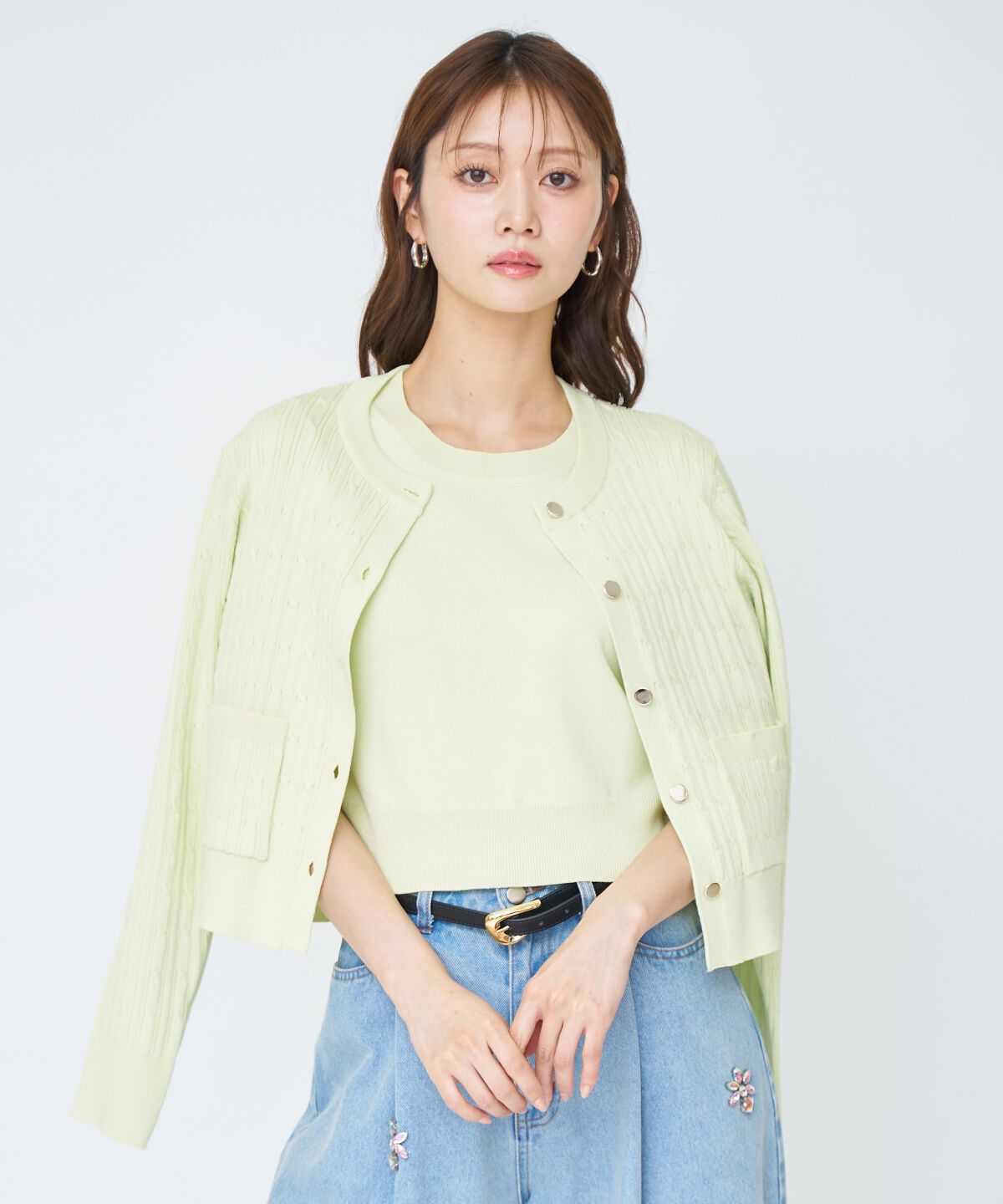 アンドクチュール「ケーブル編みカーディガンアンサンブル」|カーディガン|