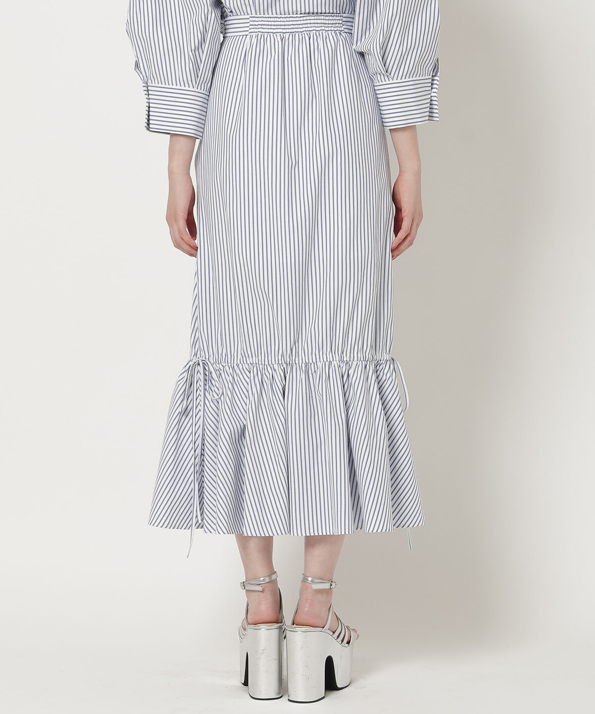 REDYAZEL「ストライプシャーリングスカート」|フレア|
