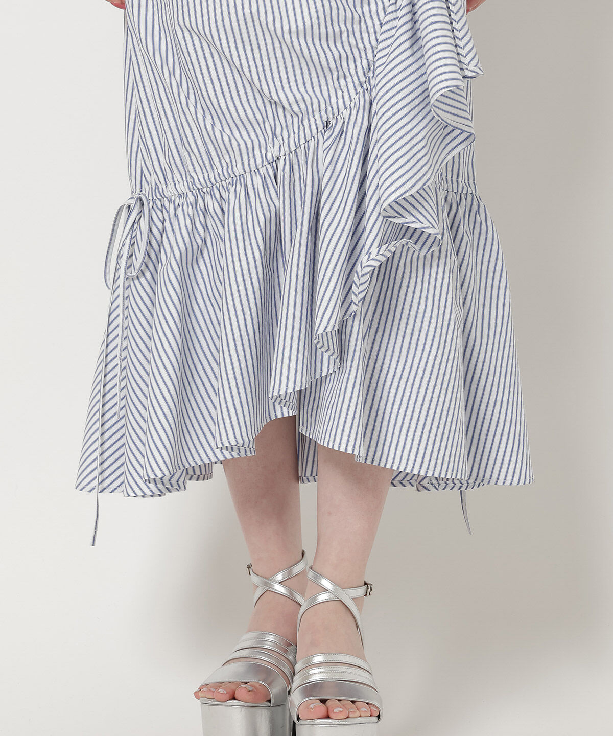 REDYAZEL「ストライプシャーリングスカート」|フレア|