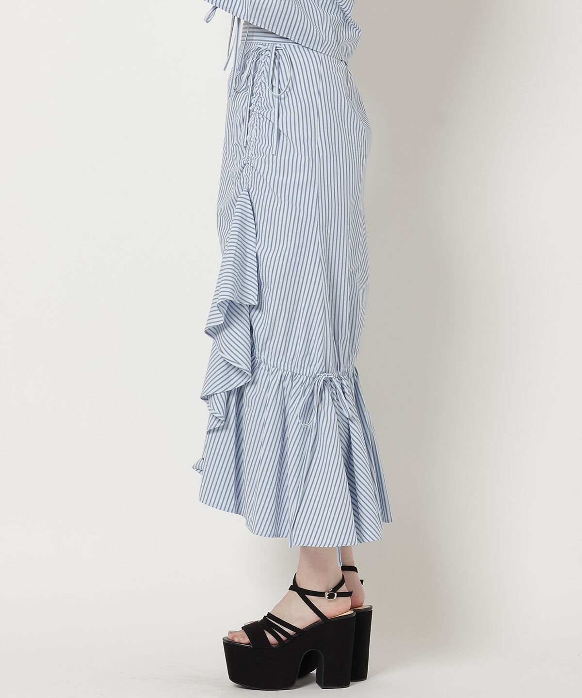 REDYAZEL「ストライプシャーリングスカート」|フレア|