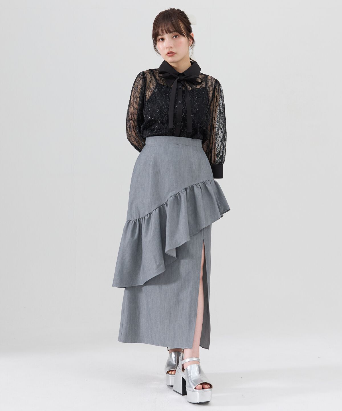 REDYAZEL「アシメフリルスカート」|フレア|