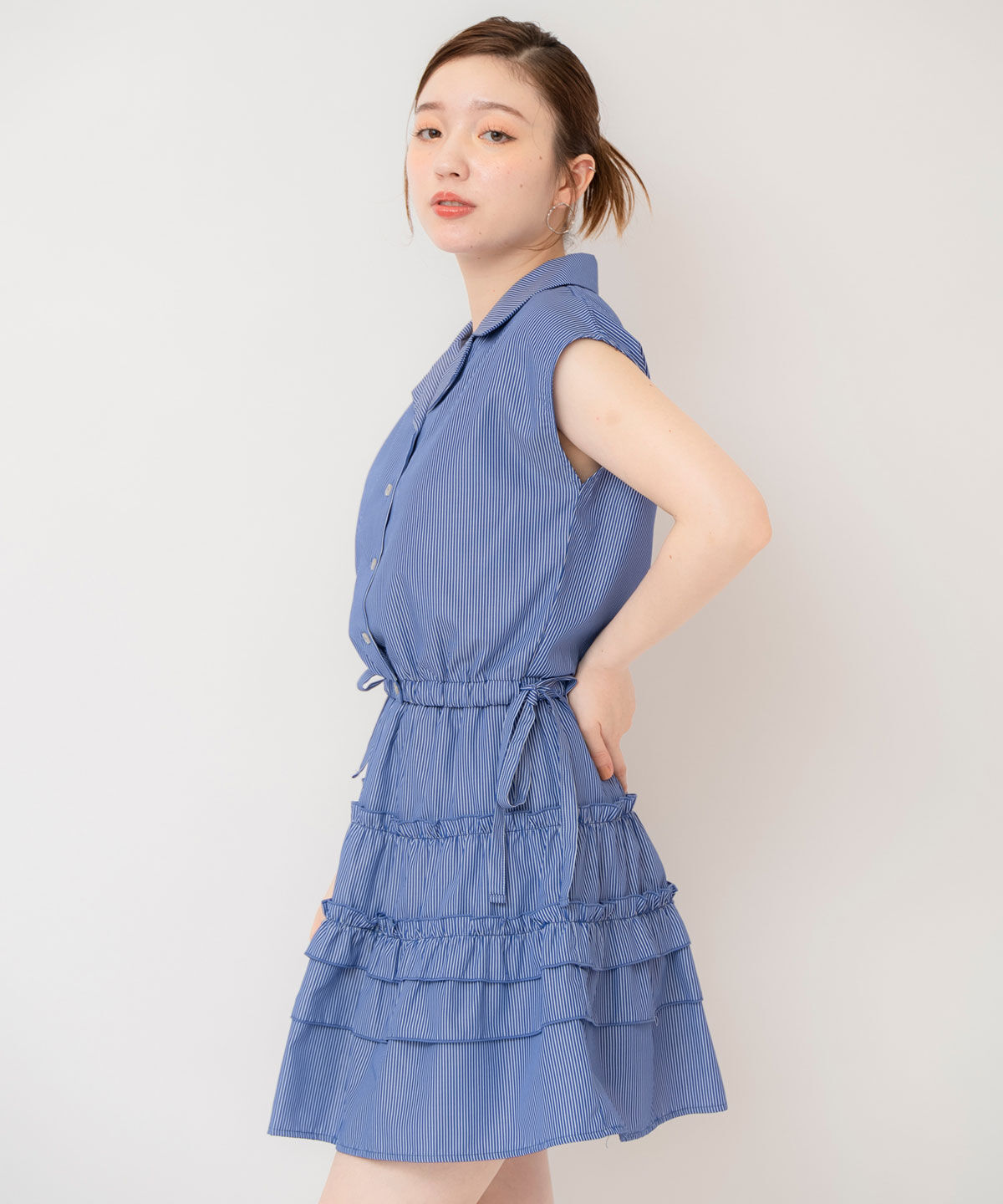 REDYAZEL「ストライプブラウス&times;ティアードスカートセットアップ」|ワンピース|