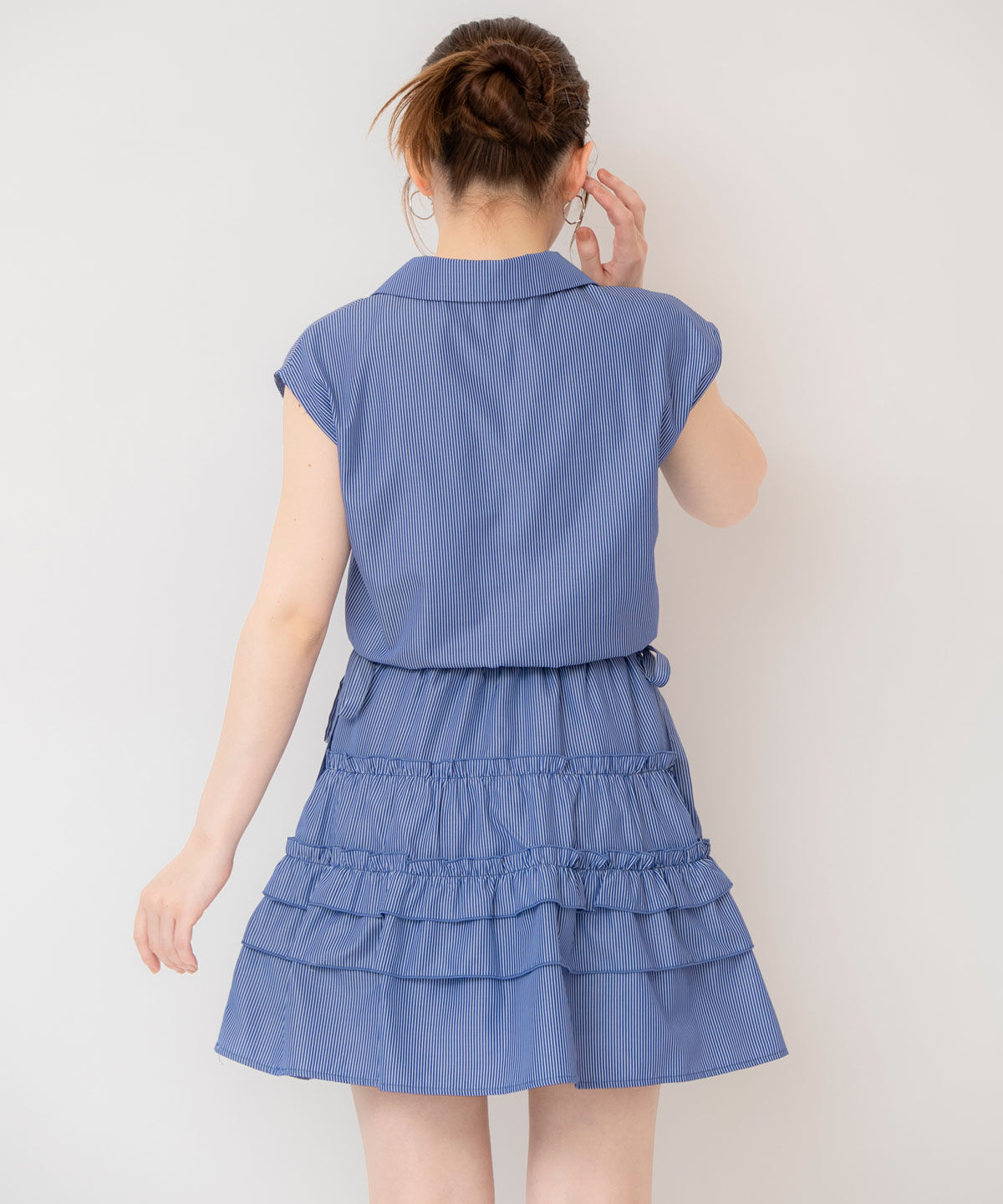 REDYAZEL「ストライプブラウス&times;ティアードスカートセットアップ」|ワンピース|