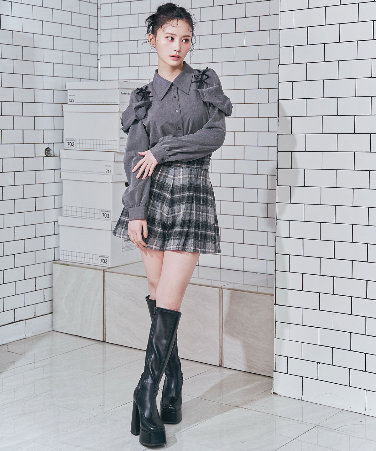 REDYAZEL「チェックタックショートパンツ」|キュロット|