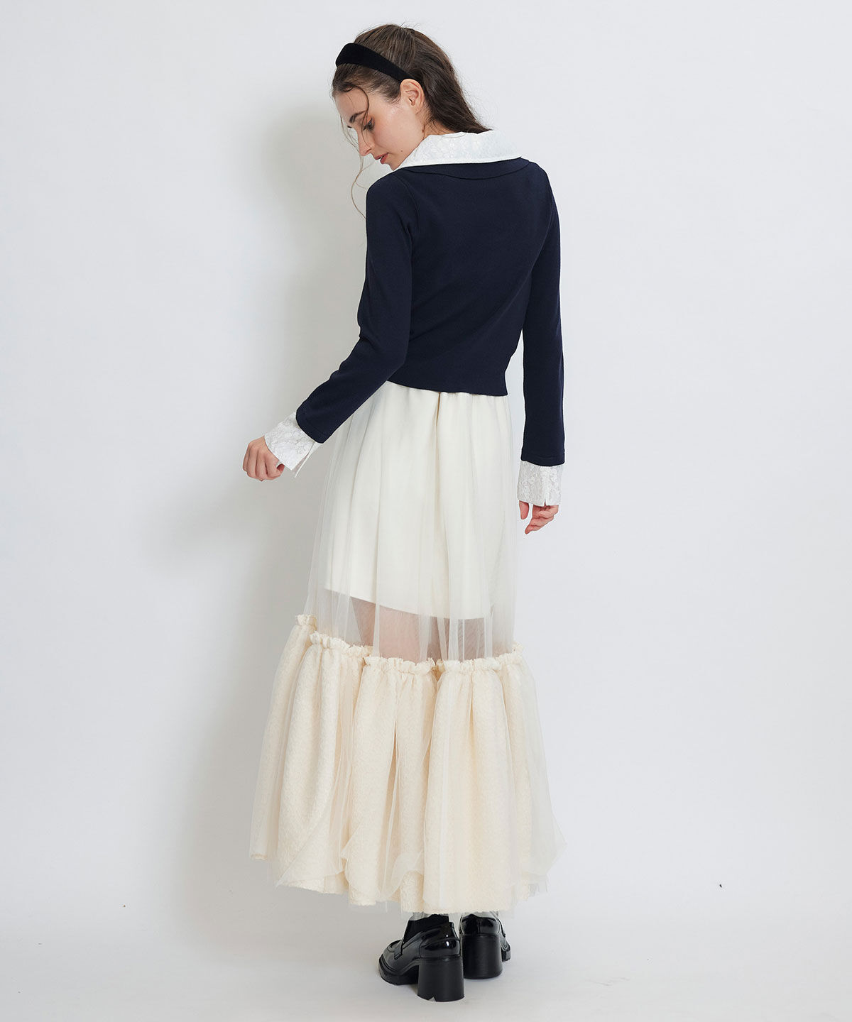 REDYAZEL「ボリュームシアーチュールフレアロングスカート」|フレア|