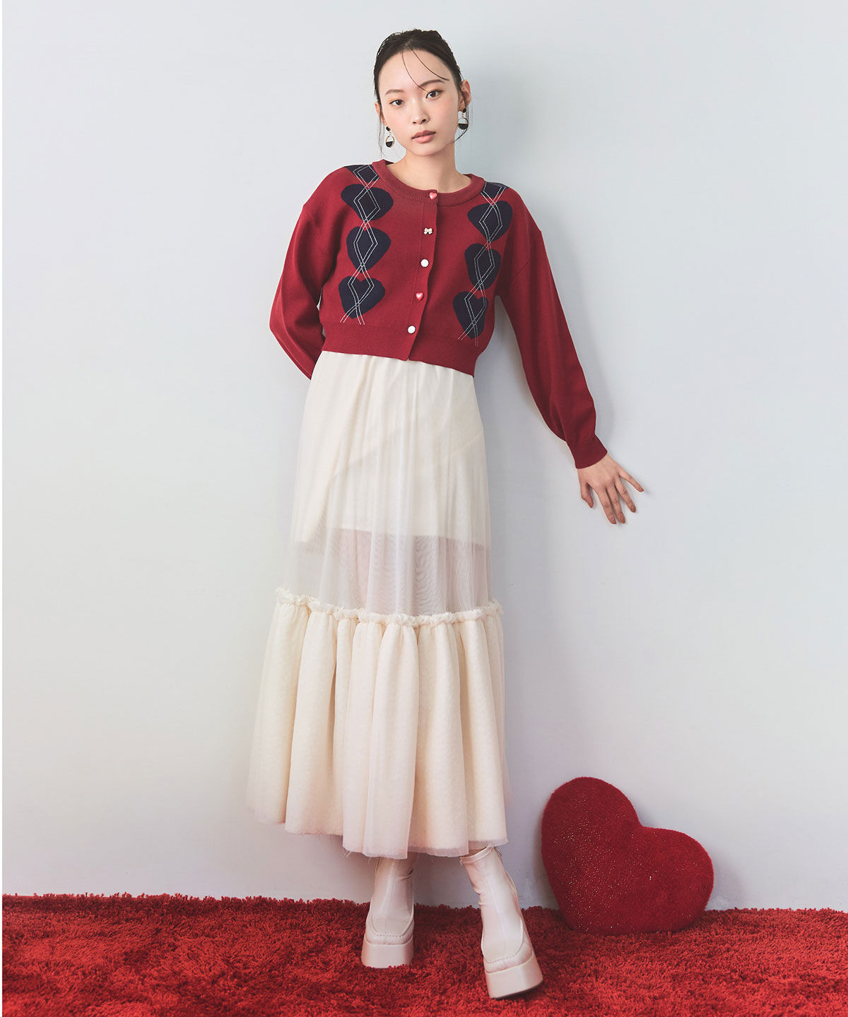 REDYAZEL「ボリュームシアーチュールフレアロングスカート」|フレア|