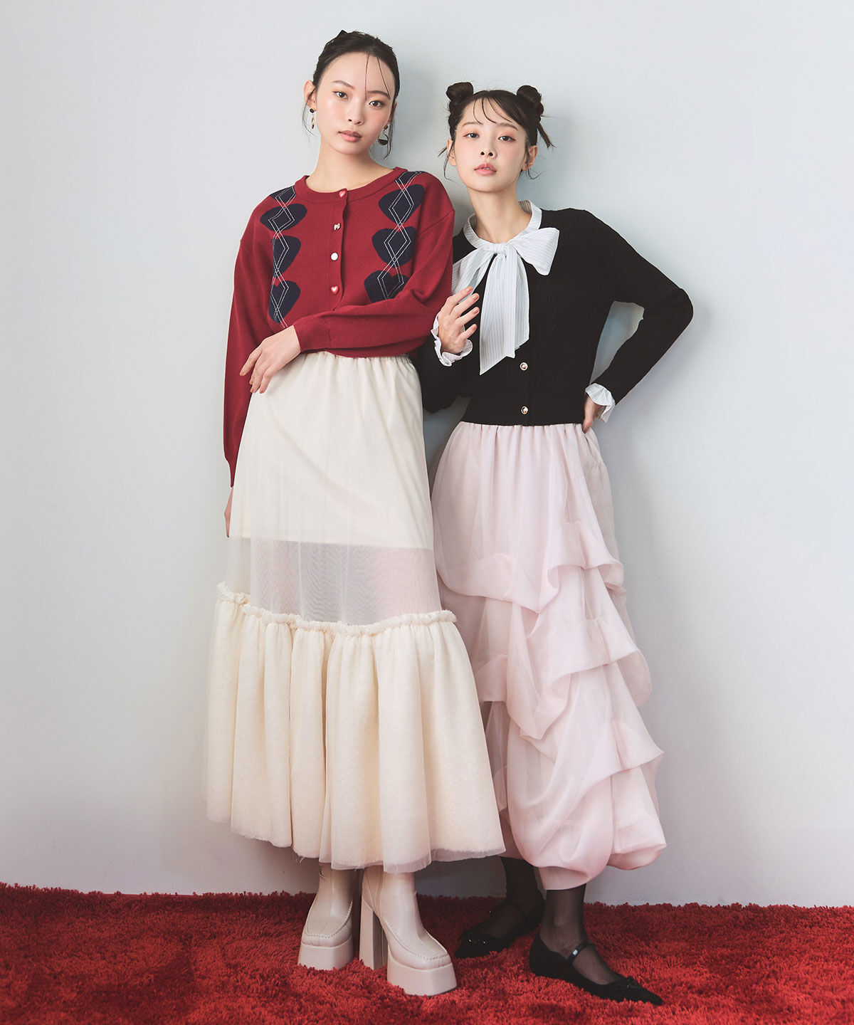 REDYAZEL「ボリュームシアーチュールフレアロングスカート」|フレア|