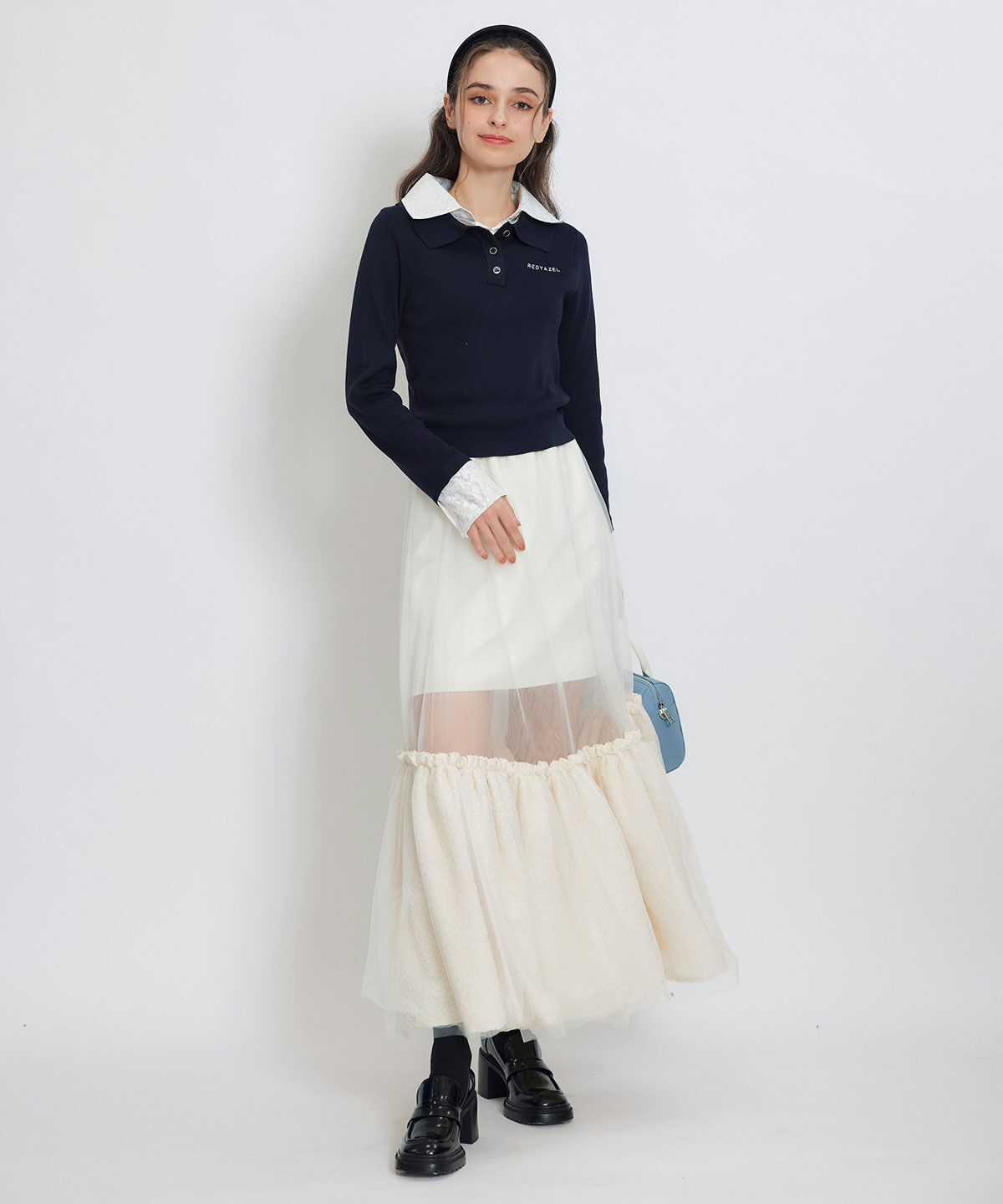 REDYAZEL「ボリュームシアーチュールフレアロングスカート」|フレア|