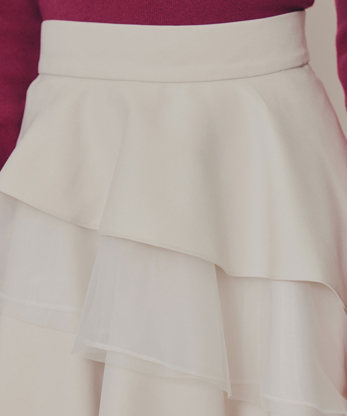 REDYAZEL「シアーMIXティアードロングスカート」|フレア|