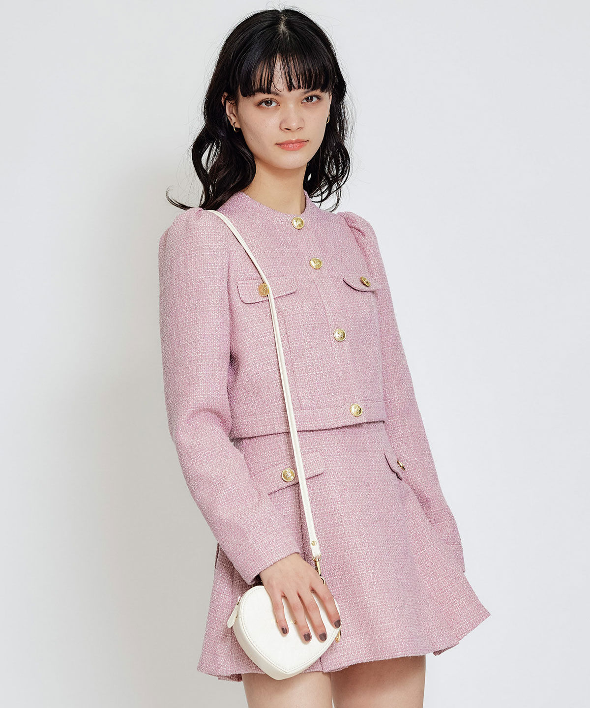 REDYAZEL「スプリングツイードフリルミニスカート」|フレア|