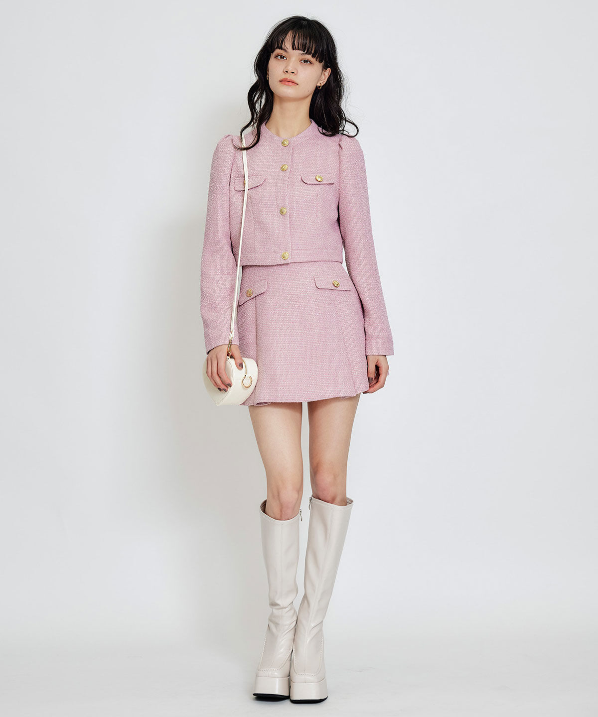 REDYAZEL「スプリングツイードフリルミニスカート」|フレア|