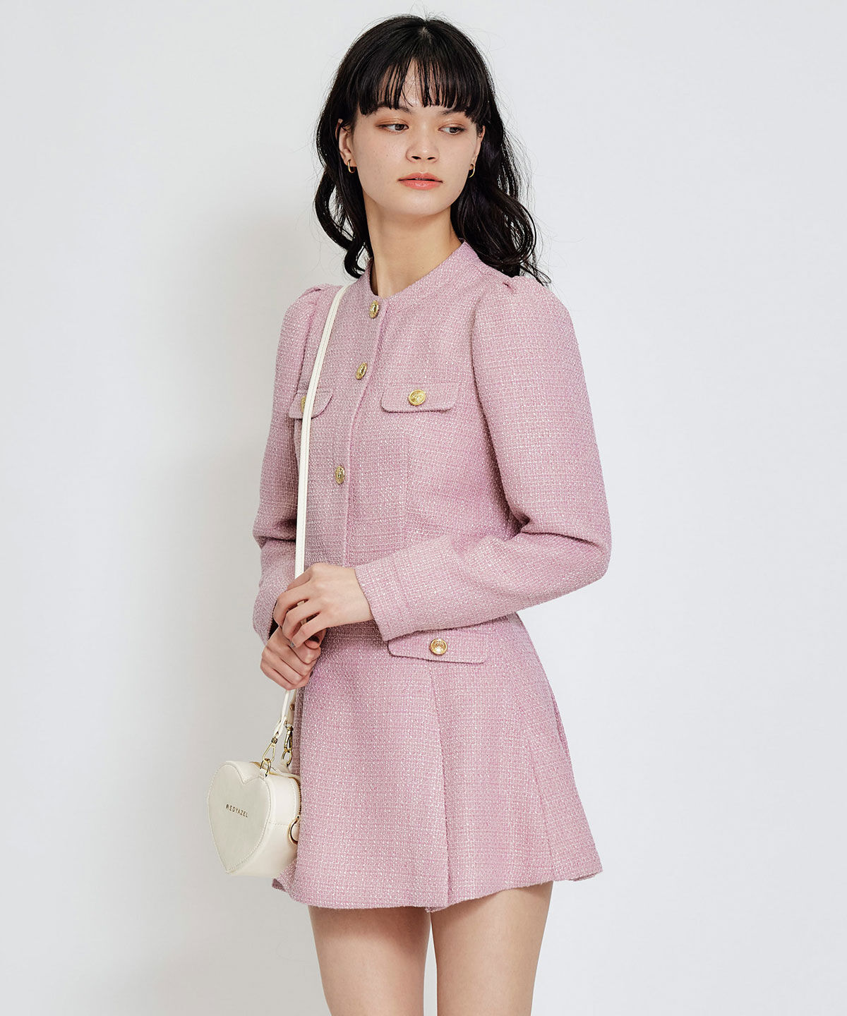 REDYAZEL「スプリングツイードフリルミニスカート」|フレア|