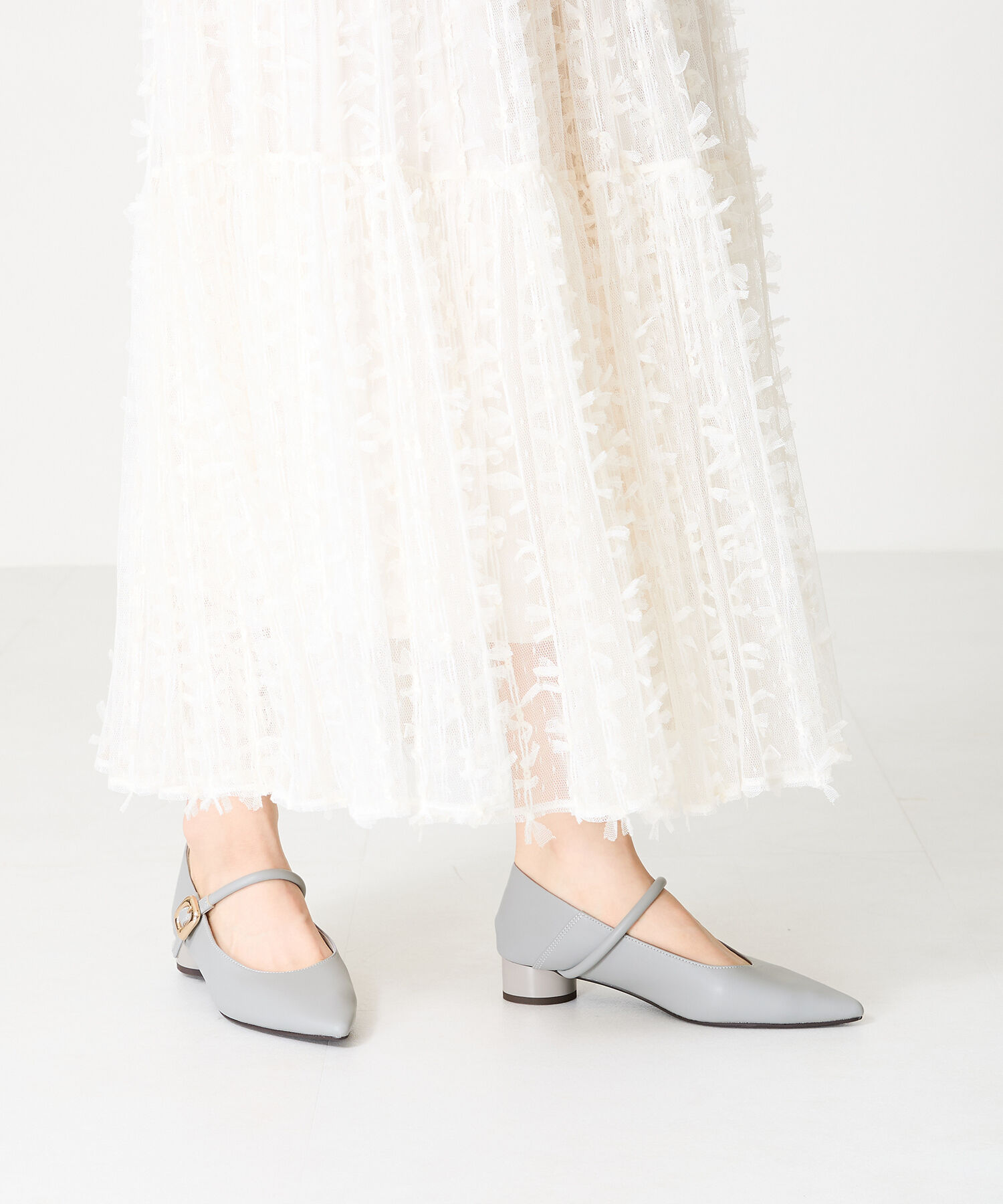 WA Oriental TRaffic「●隠しゴム付き●ポインテッドトゥ ストラップバブーシュ /42304 厚手クッション ヒール3cm 柔らかい」|パンプス|