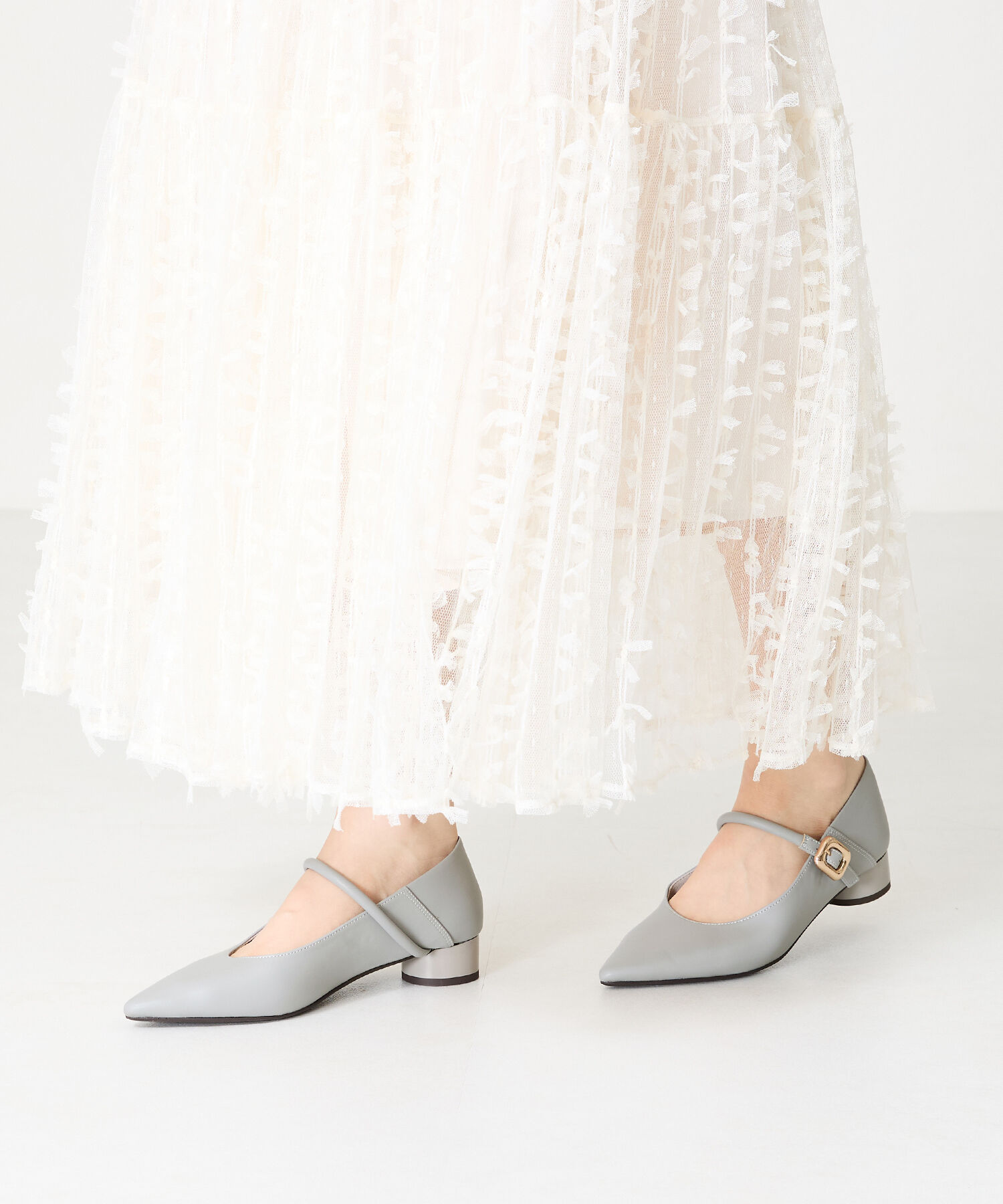 WA Oriental TRaffic「●隠しゴム付き●ポインテッドトゥ ストラップバブーシュ /42304 厚手クッション ヒール3cm 柔らかい」|パンプス|