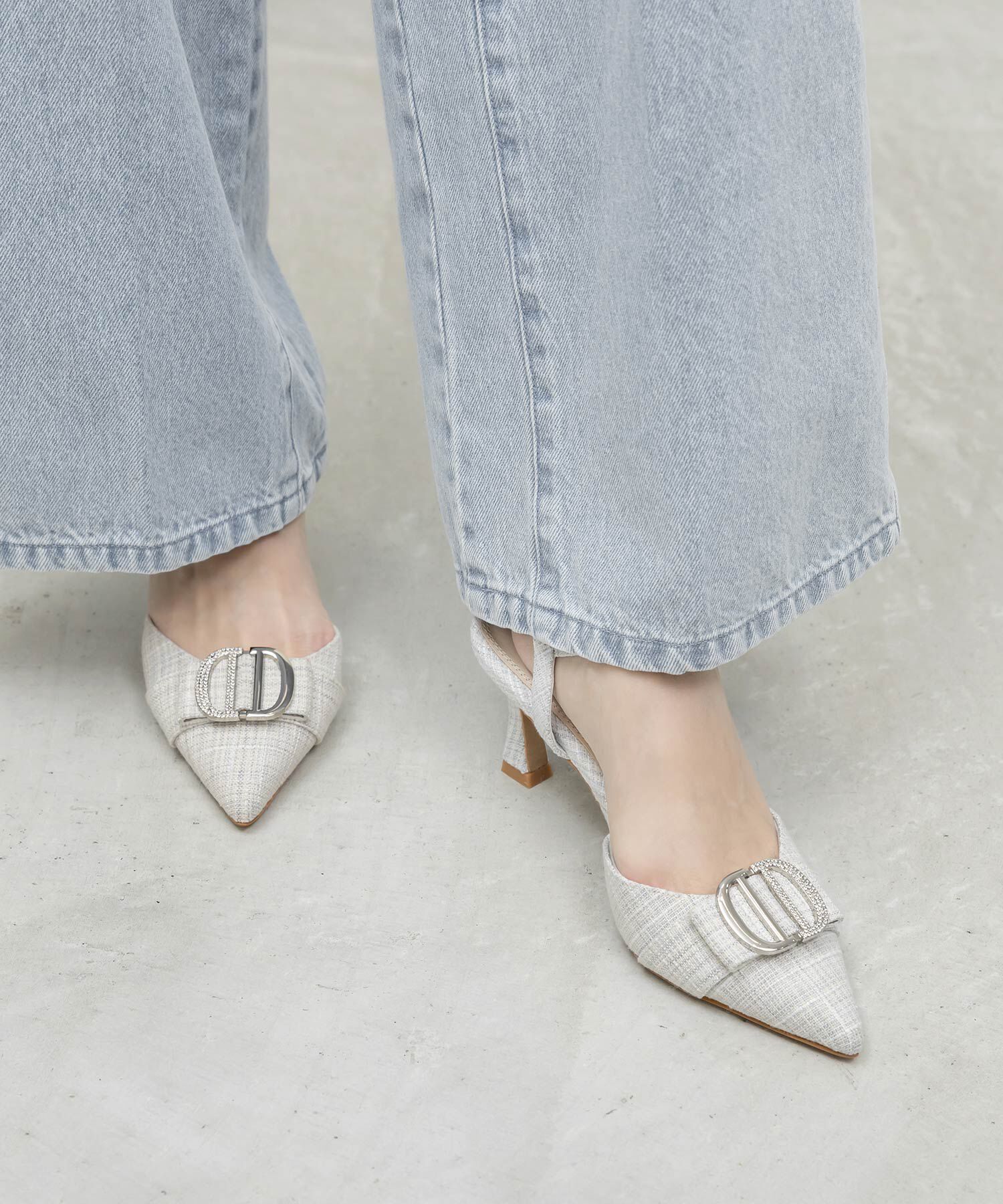  「ビジューパーツストラップパンプス」|パンプス|ブルー