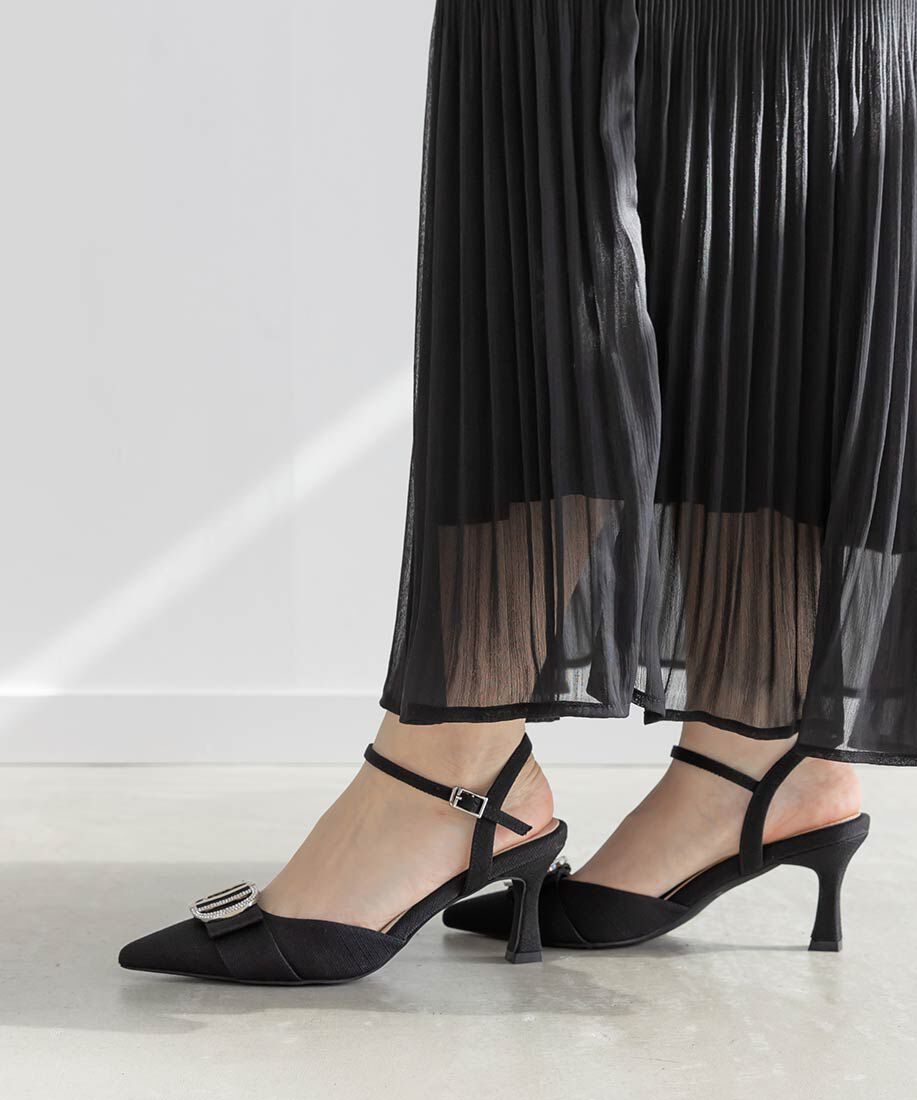  「ビジューパーツストラップパンプス」|パンプス|