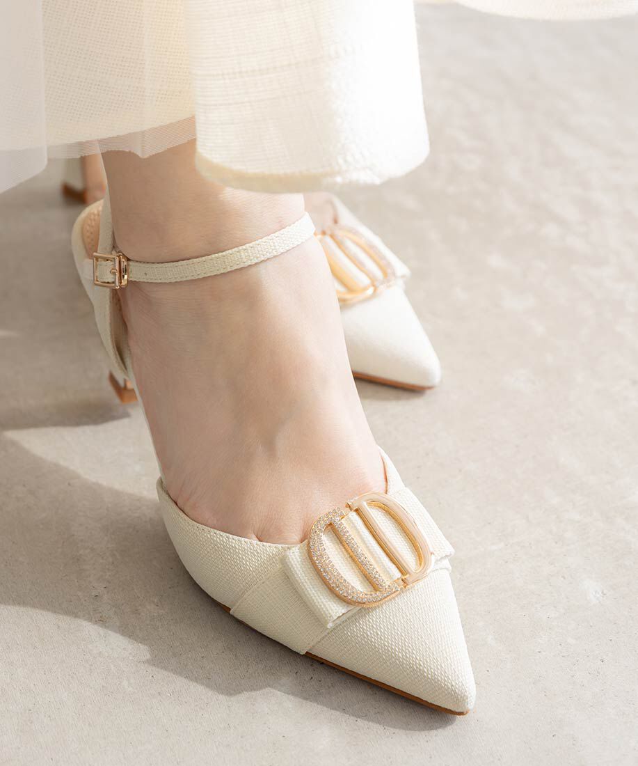  「ビジューパーツストラップパンプス」|パンプス|