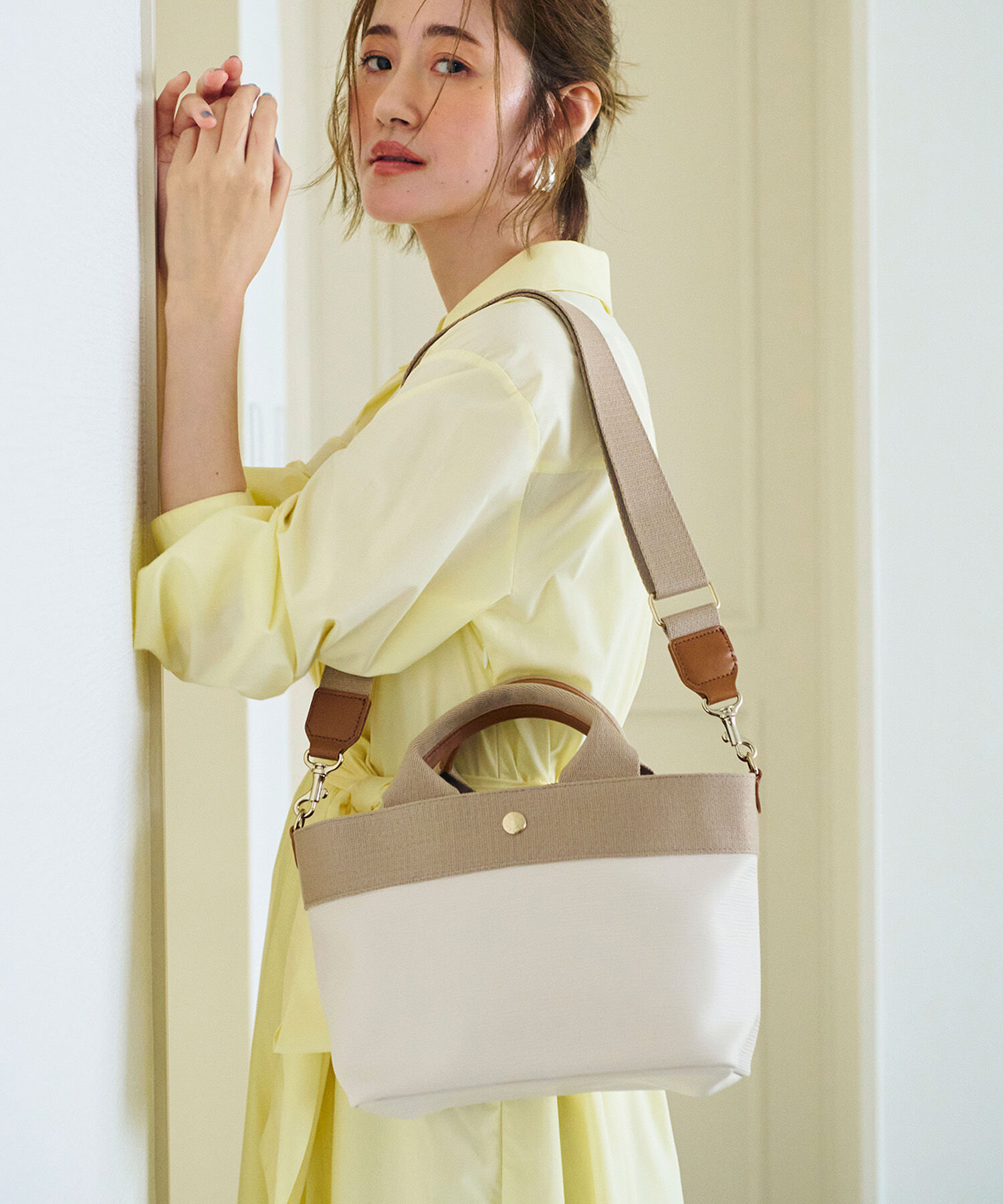 TOPKAPI BREATH「【Breath TOPKAPI】RIPPLE リプル ショルダー付き 2way トート バッグ S 撥水」|トートバッグ|アイボリー